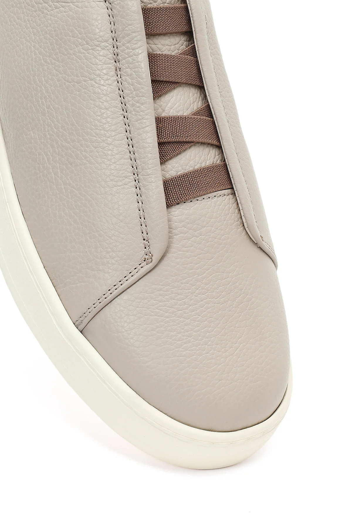 Erkek Açık Gri Deri Sneaker - Image 9