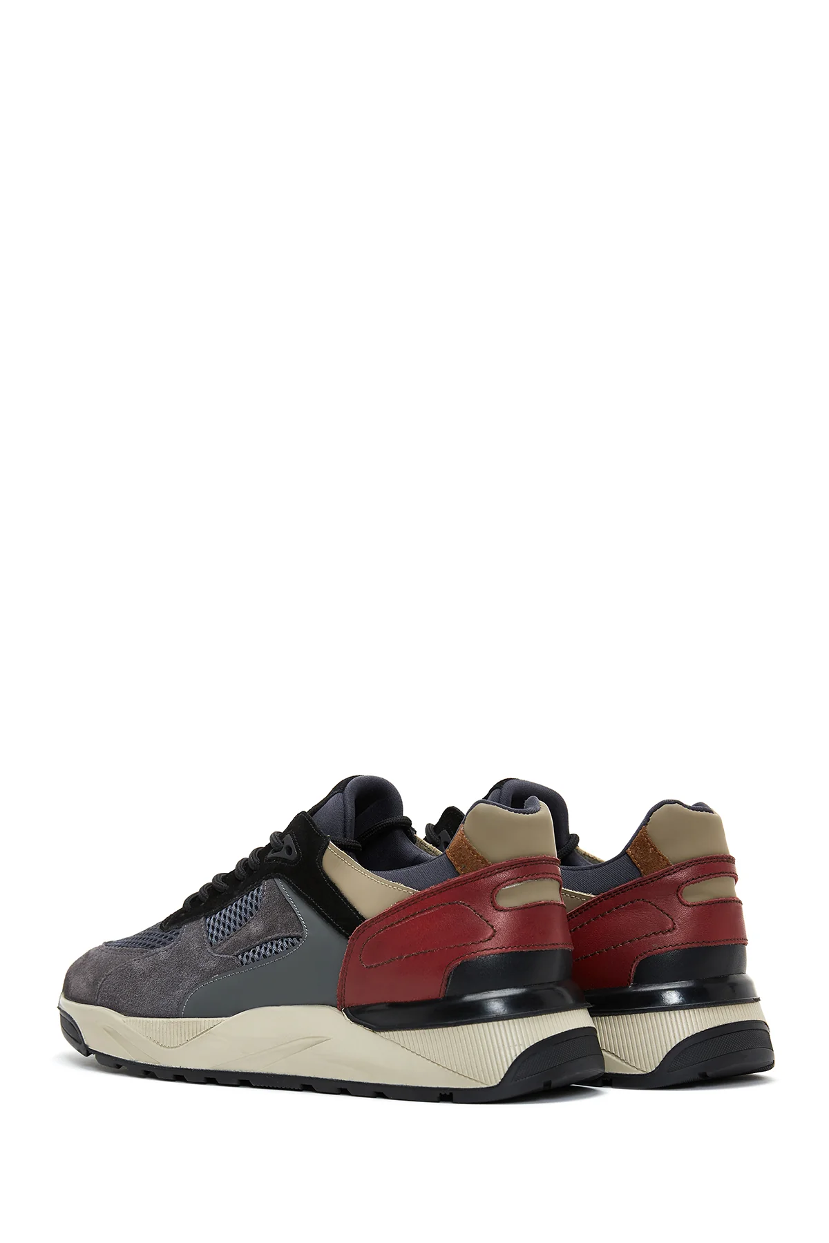 Erkek Antrasit Süet Deri Detaylı Sneaker - Image 5