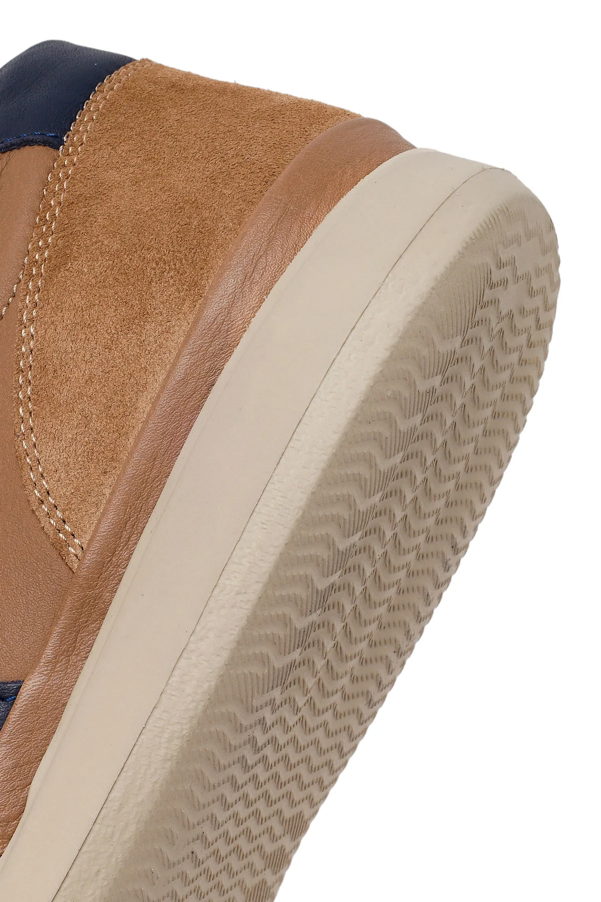 Erkek Bej Bağcıklı Deri Casual Sneaker - Image 8