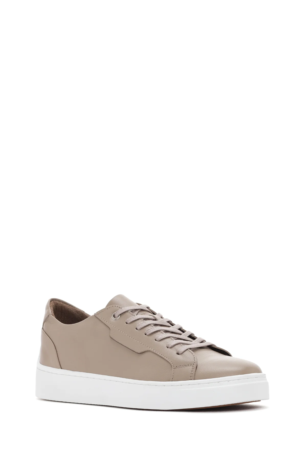 Erkek Bej Bağcıklı Deri Sneaker - Image 6