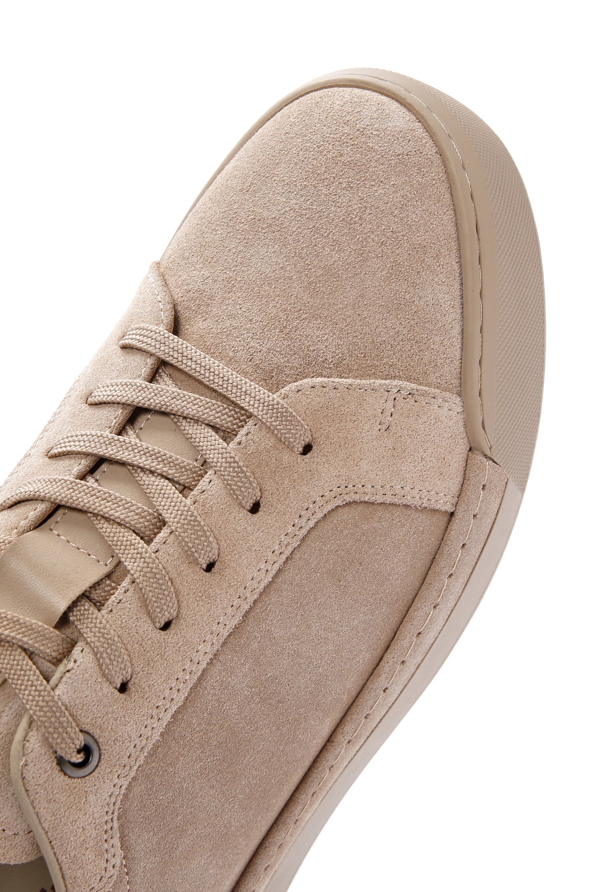 Erkek Bej Bağcıklı Deri Sneaker - Image 10