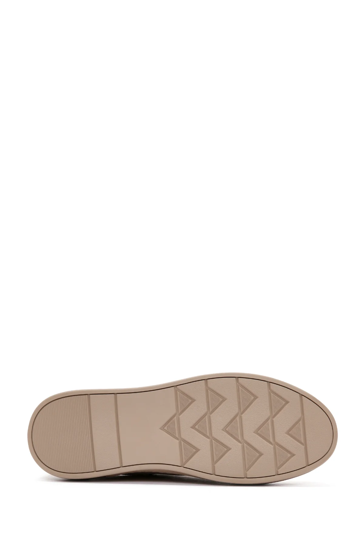 Erkek Bej Bağcıklı Deri Sneaker - Image 4