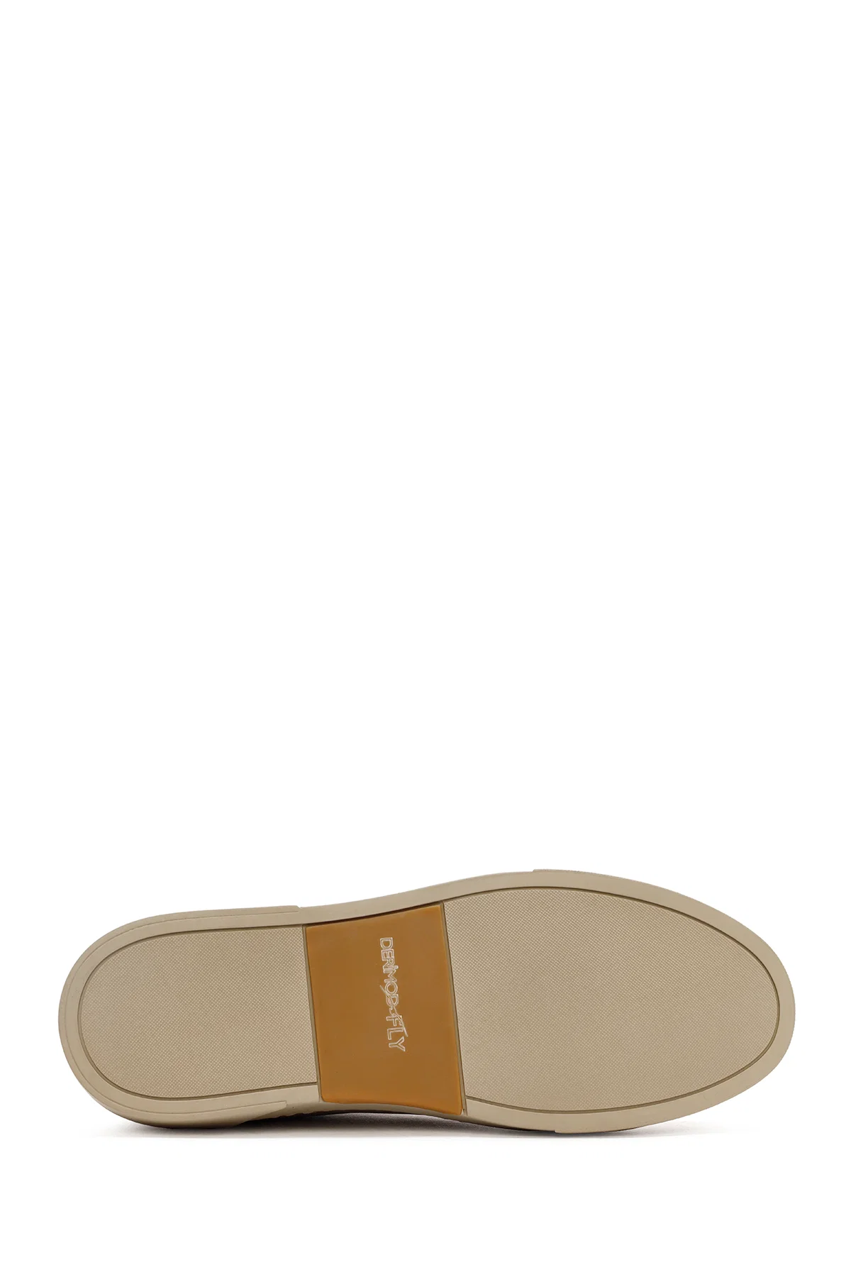 Erkek Bej Bağcıklı Deri Sneaker - Image 4