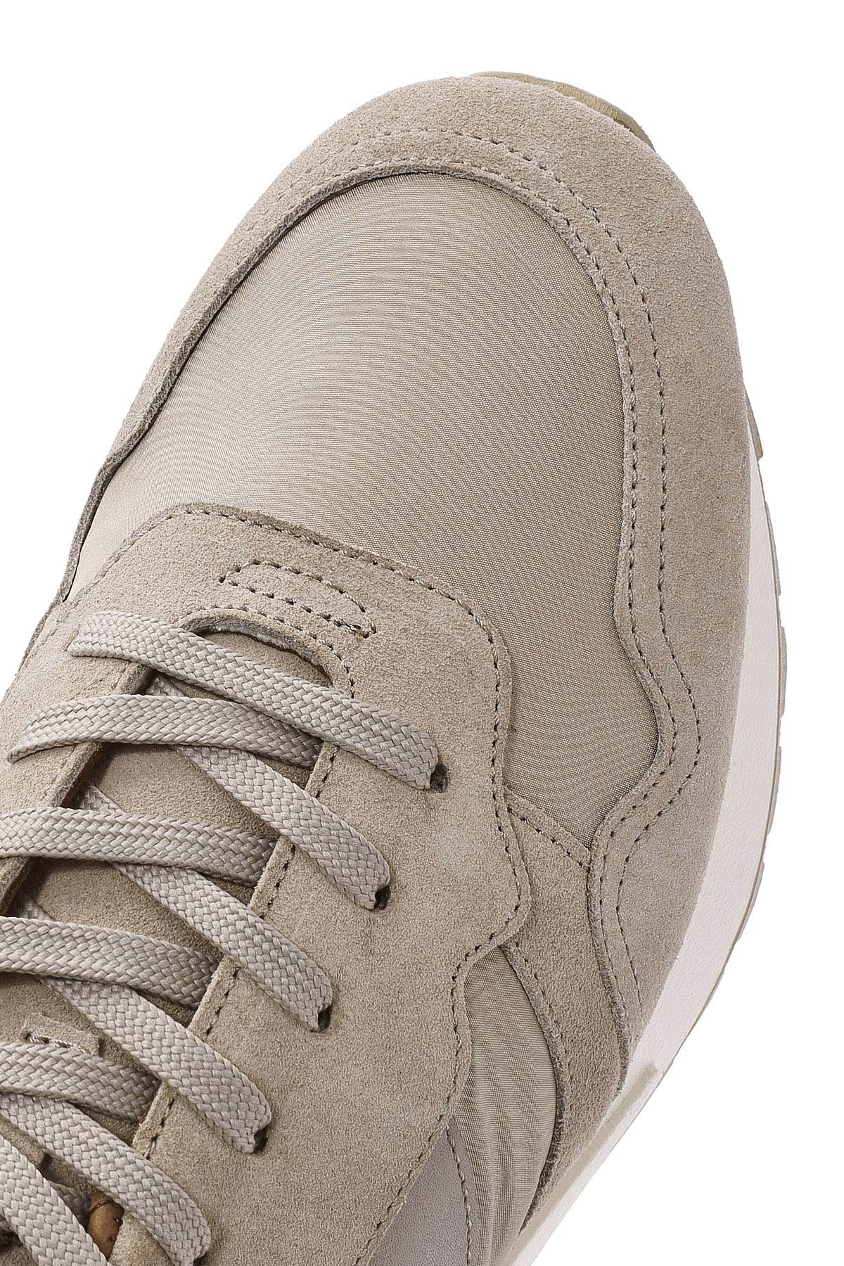 Erkek Bej Bağcıklı Deri Sneaker - Image 8