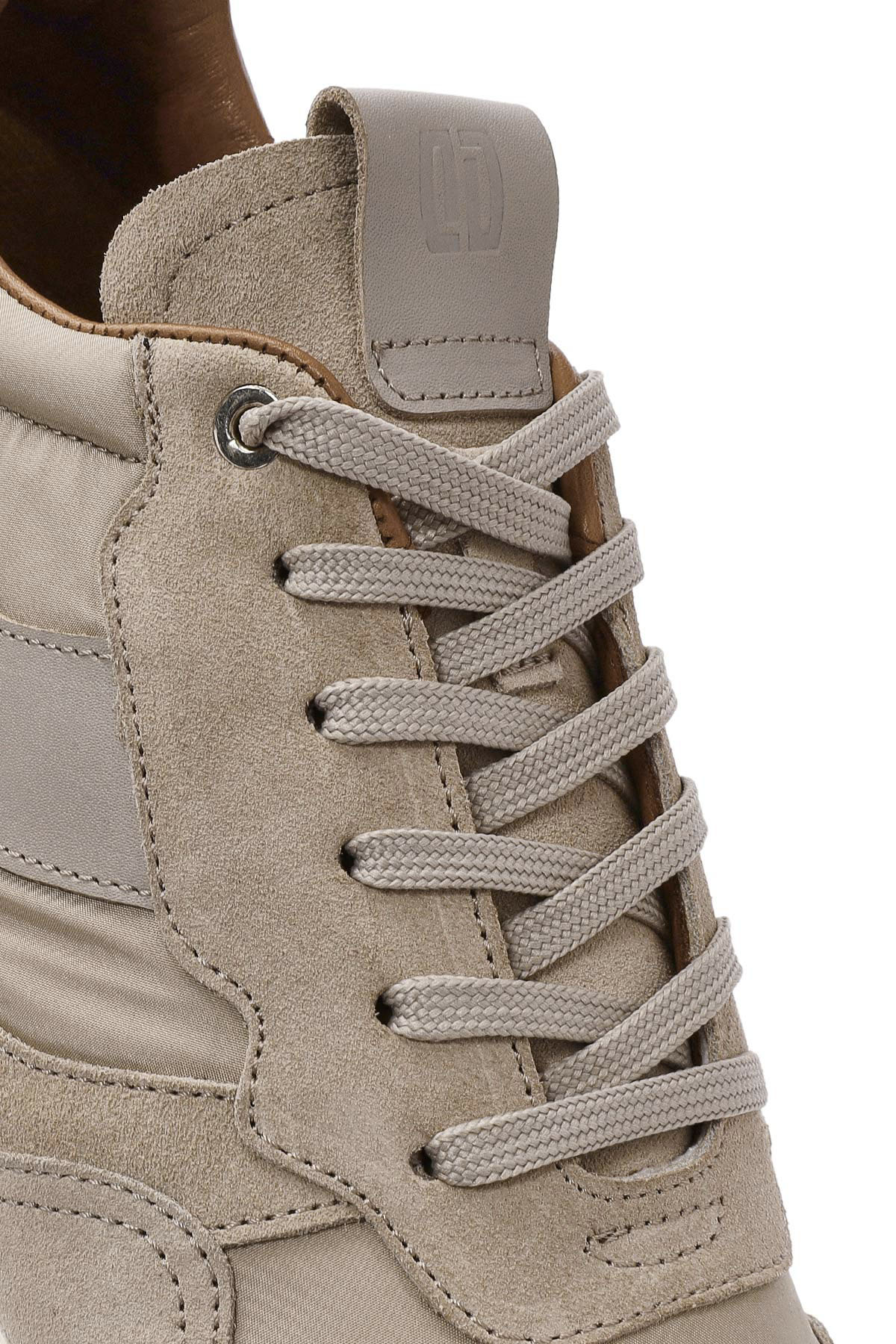 Erkek Bej Bağcıklı Deri Sneaker - Image 9
