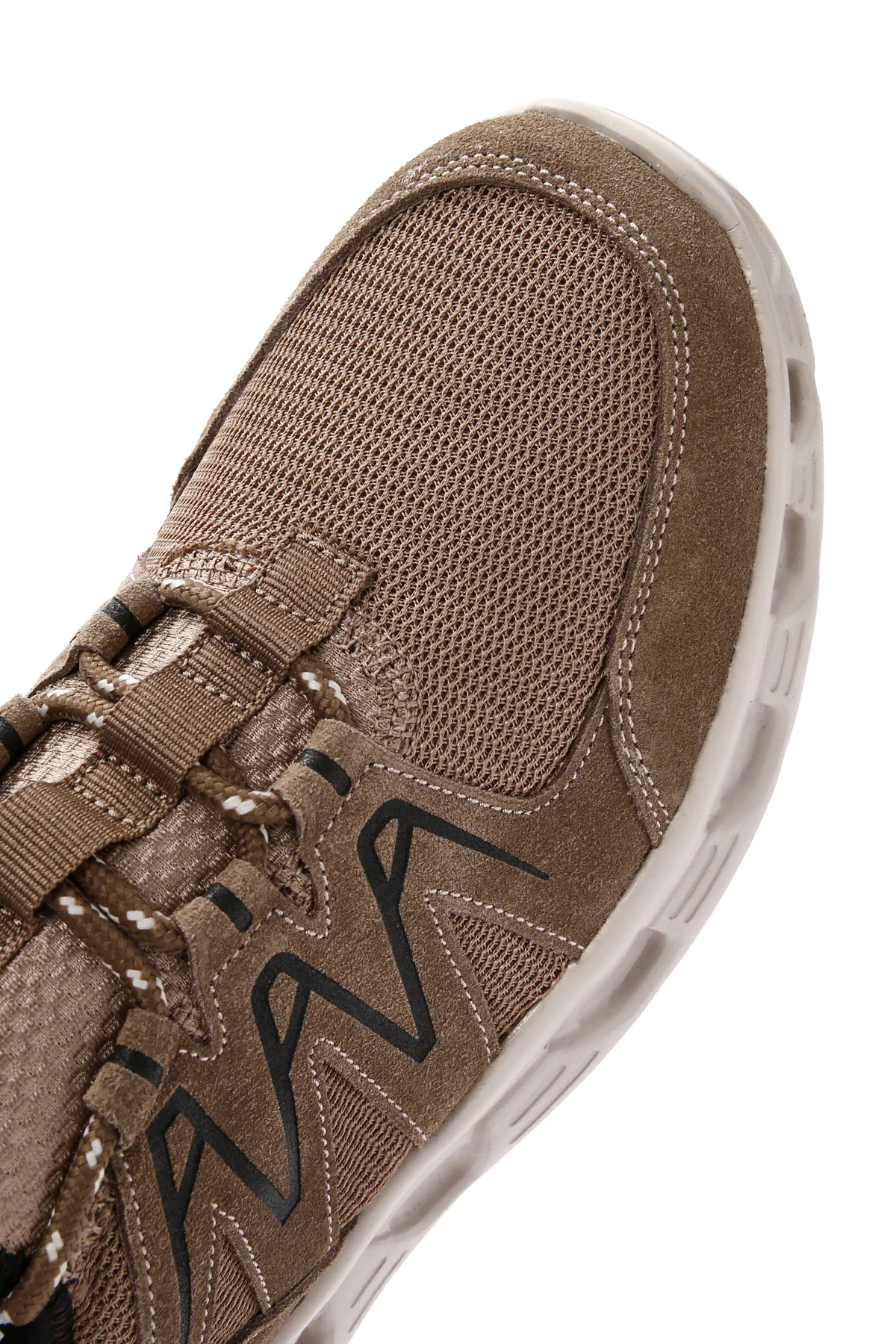 Erkek Bej Bağcıklı Kalın Tabanlı Deri Sneaker - Image 12