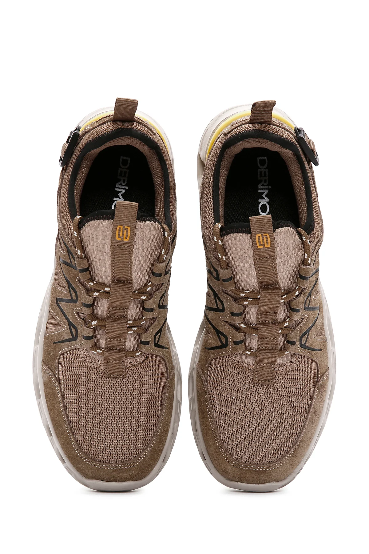 Erkek Bej Bağcıklı Kalın Tabanlı Deri Sneaker - Image 8