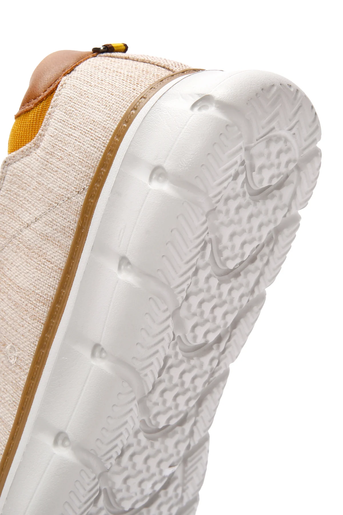 Erkek Bej Bağcıklı Kalın Tabanlı Kumaş Sneaker - Image 9
