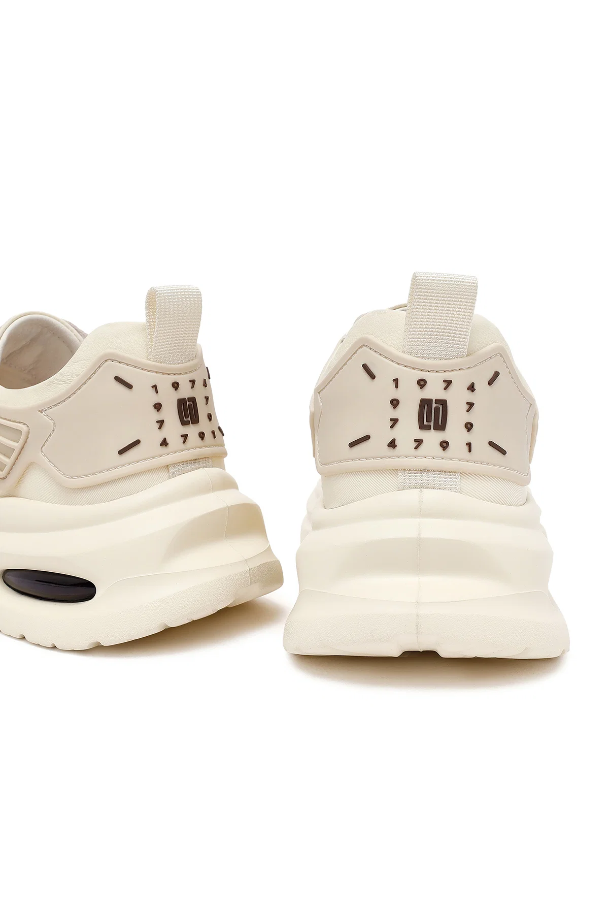 Erkek Bej Bağcıklı Kalın Tabanlı Kumaş Sneaker - Image 9