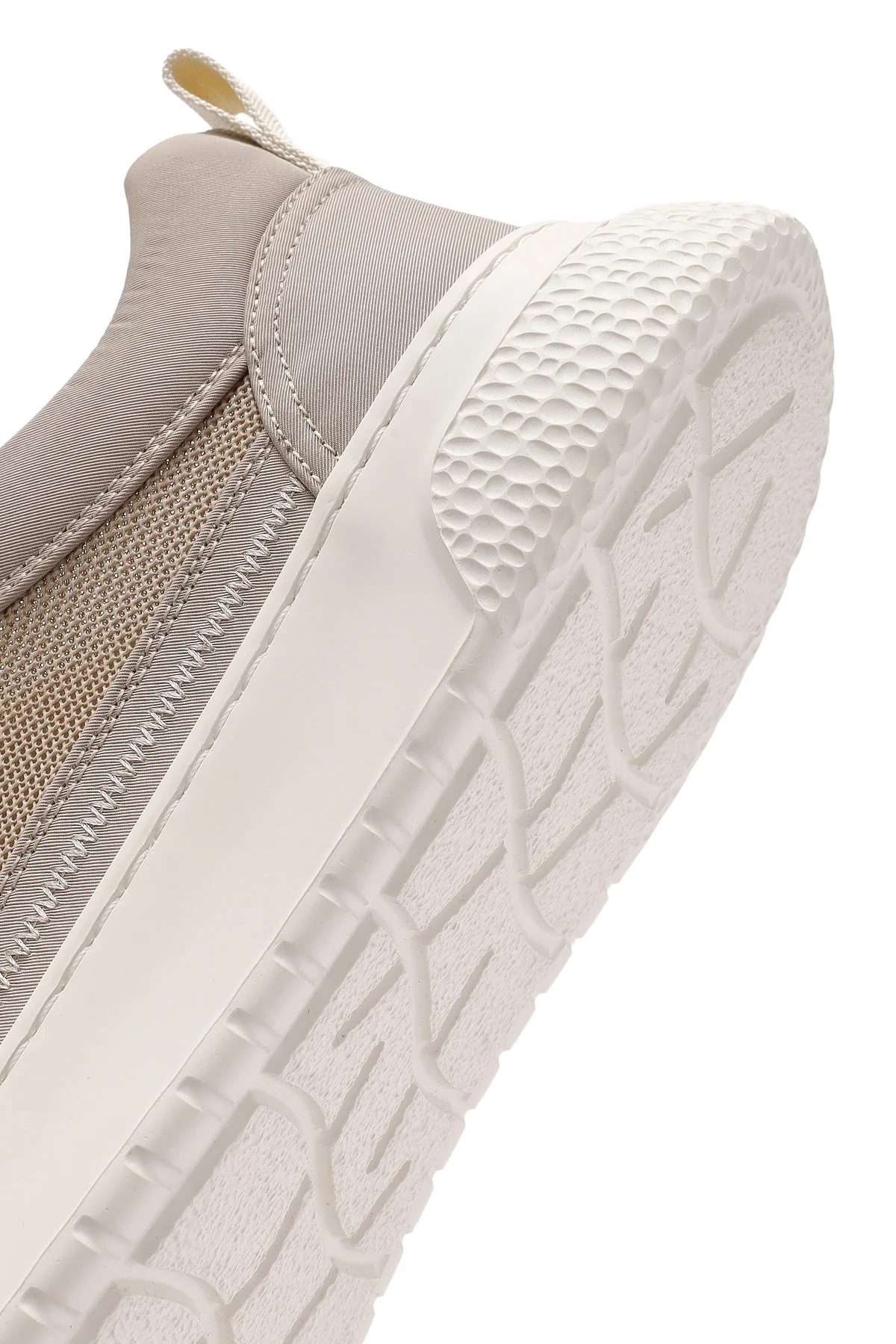 Erkek Bej Bağcıklı Kalın Tabanlı Kumaş Sneaker - Image 8