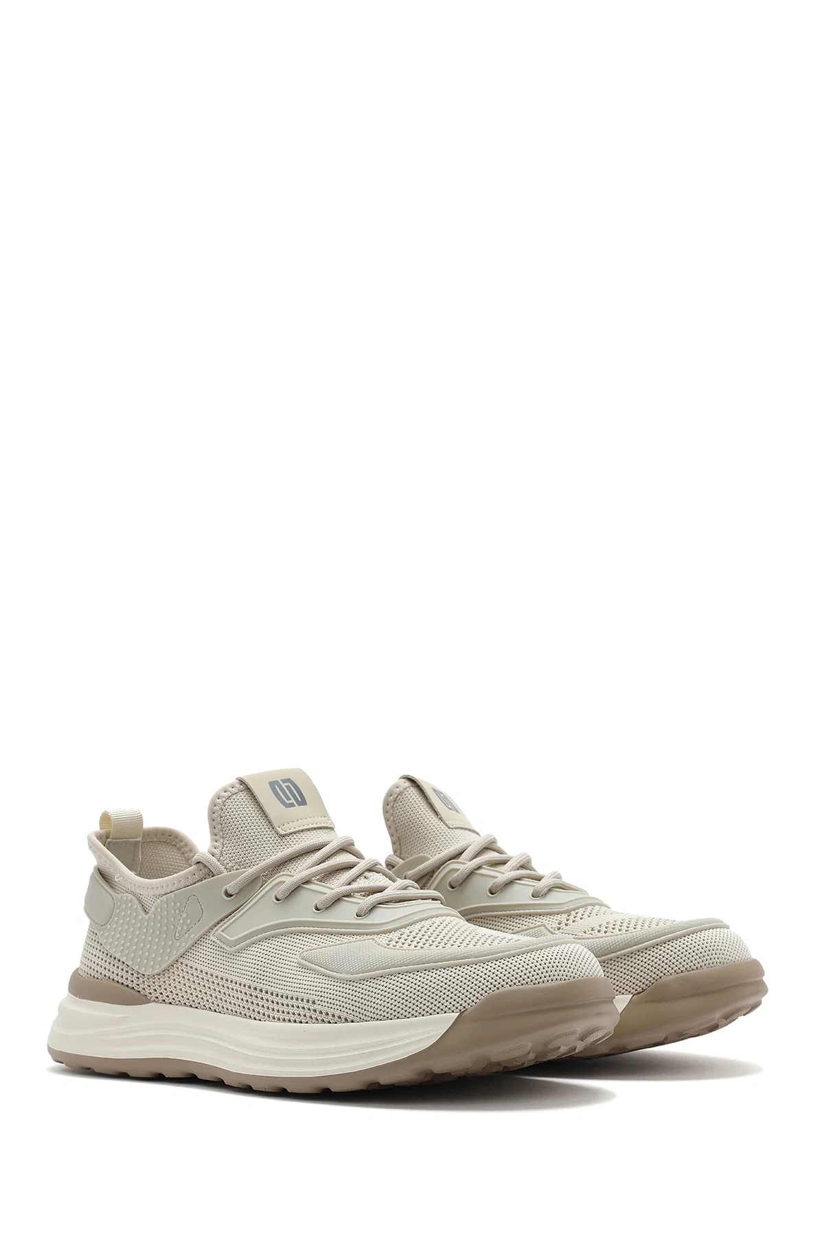 Erkek Bej Bağcıklı Kalın Tabanlı Sneaker - Image 3