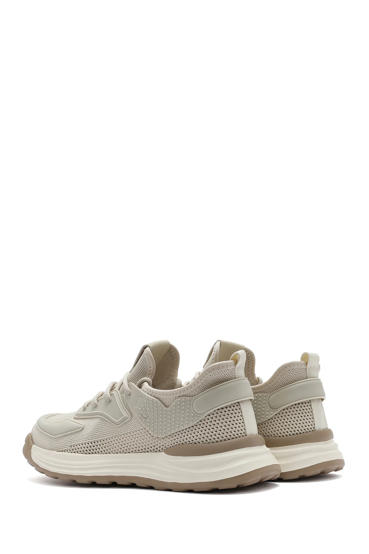 Erkek Bej Bağcıklı Kalın Tabanlı Sneaker - Image 5