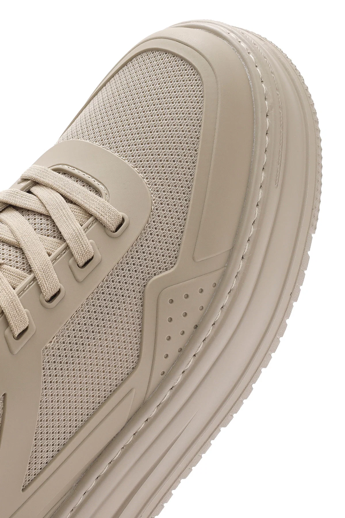 Erkek Bej Bağcıklı Kalın Tabanlı Sneaker - Image 9