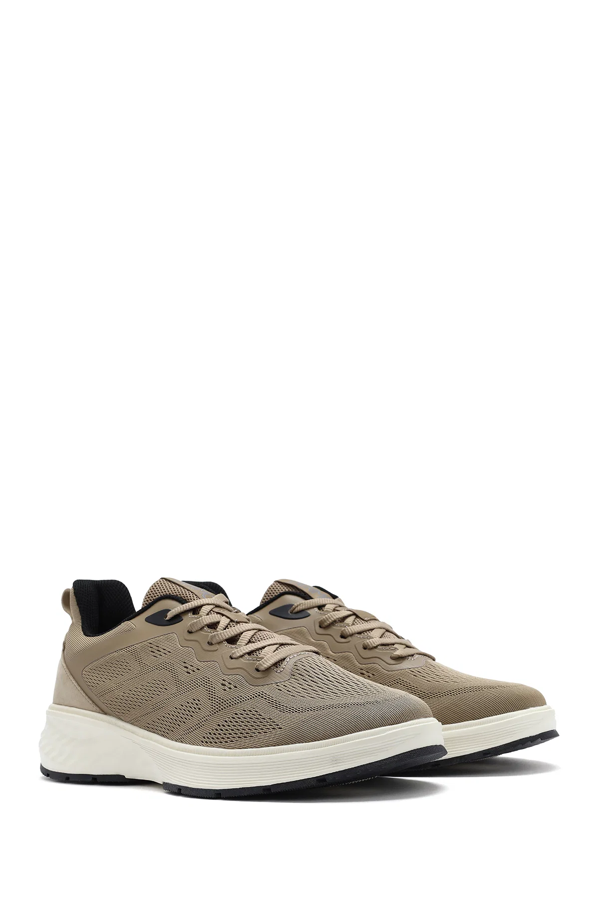 Erkek Bej Bağcıklı Kalın Tabanlı Sneaker - Image 3