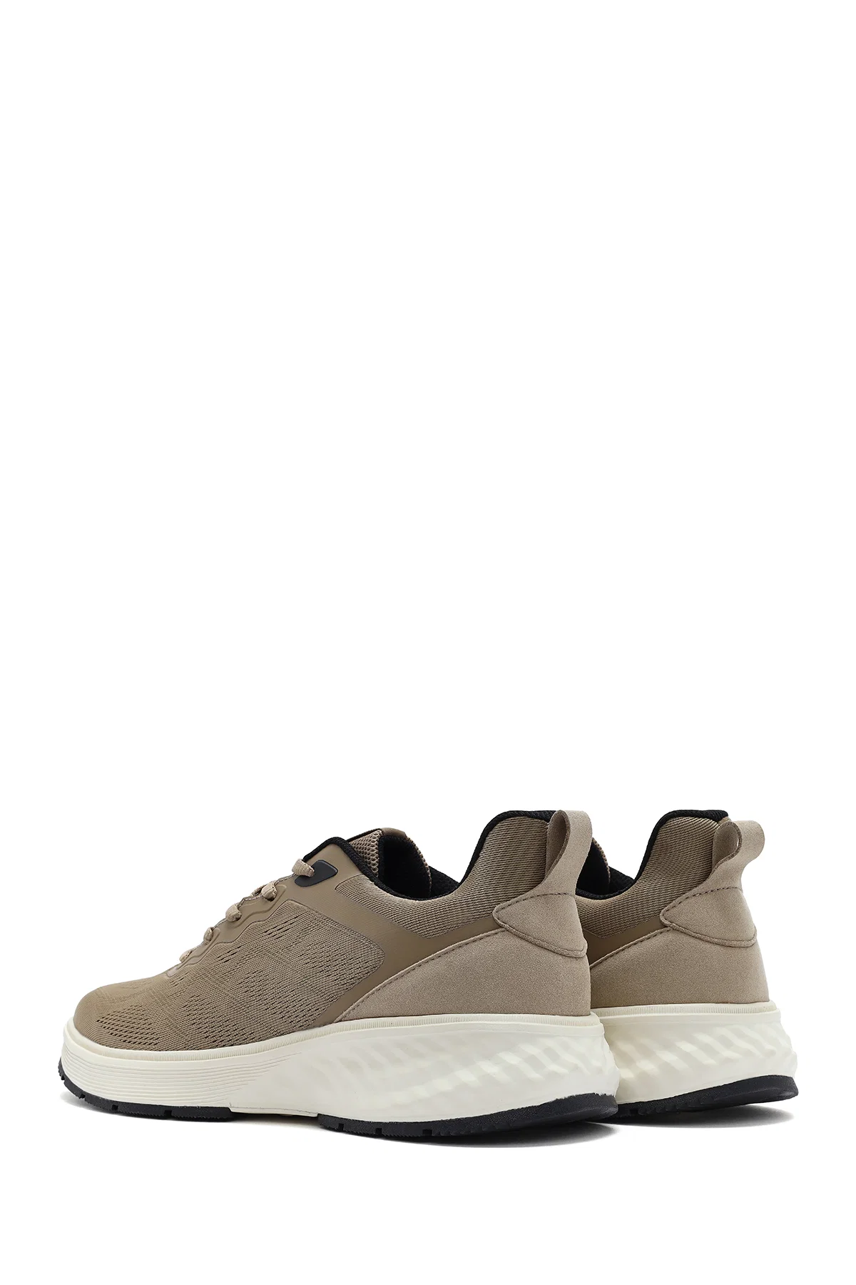 Erkek Bej Bağcıklı Kalın Tabanlı Sneaker - Image 5