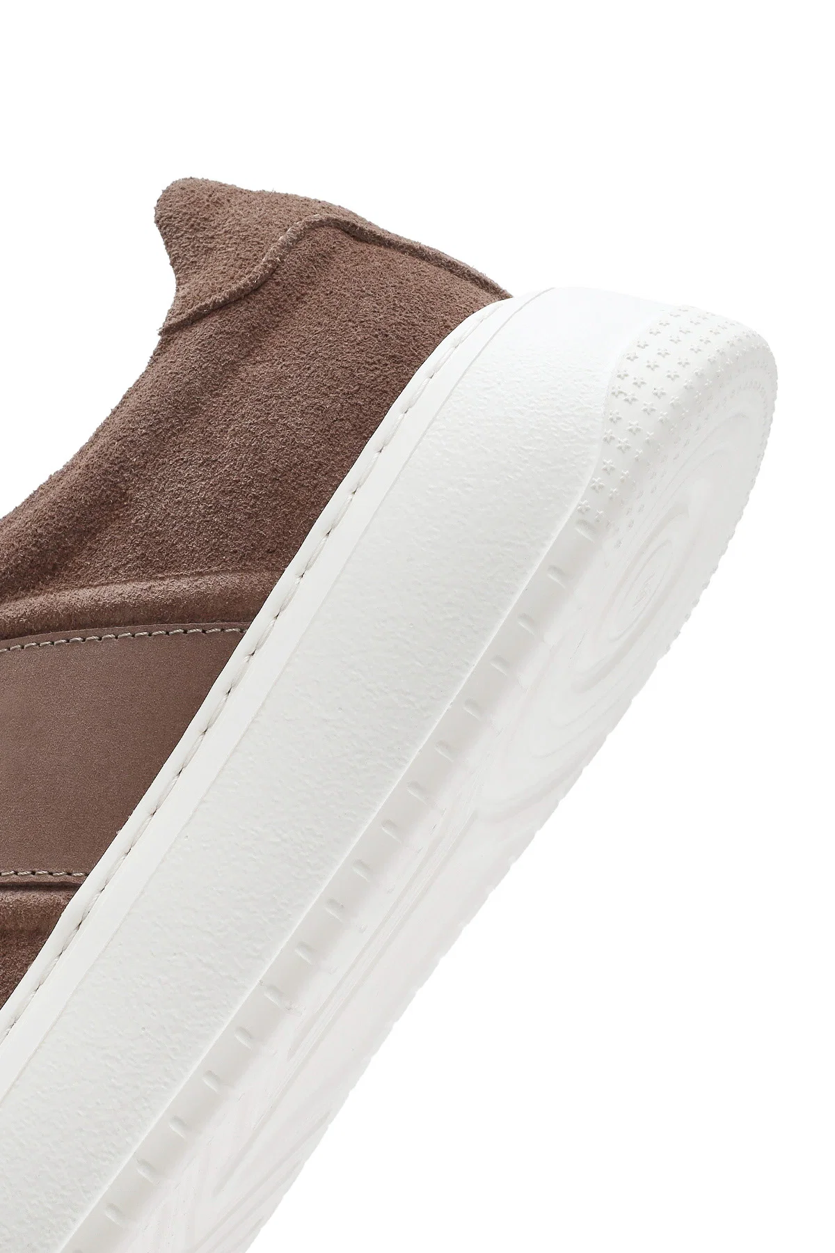 Erkek Bej Bağcıklı Kalın Tabanlı Süet Deri Sneaker - Image 8