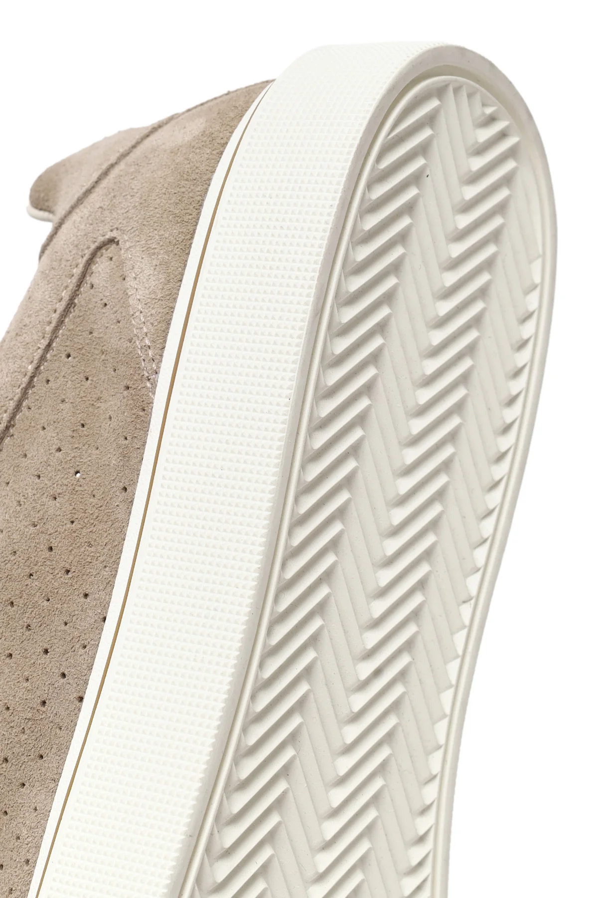 Erkek Bej Bağcıklı Kalın Tabanlı Süet Deri Sneaker - Image 8