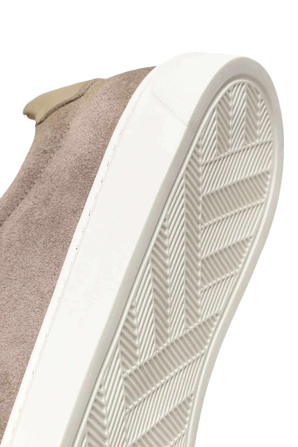 Erkek Bej Bağcıklı Kalın Tabanlı Süet Deri Sneaker - Image 8