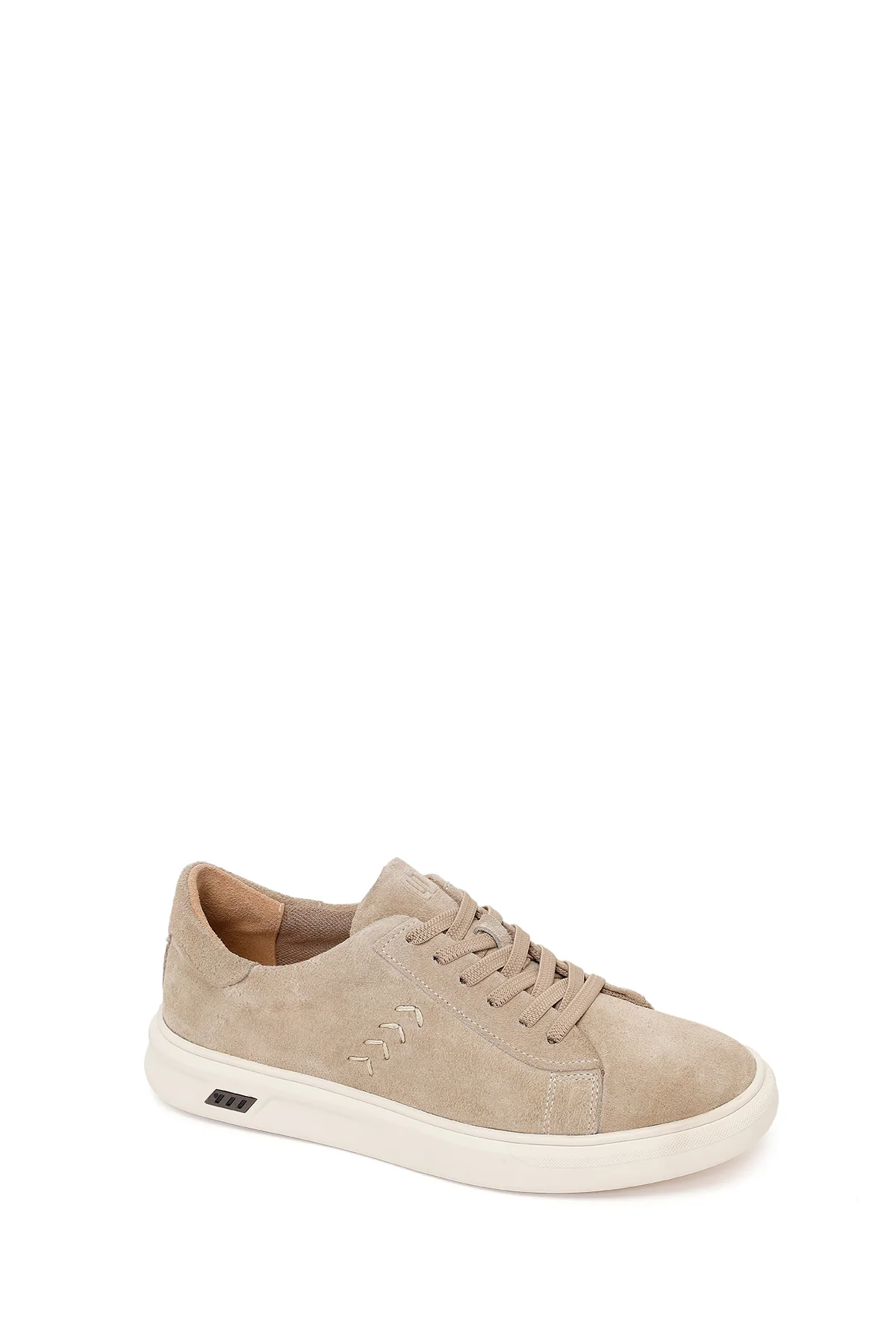 Erkek Bej Bağcıklı Kalın Tabanlı Süet Deri Sneaker - Image 7