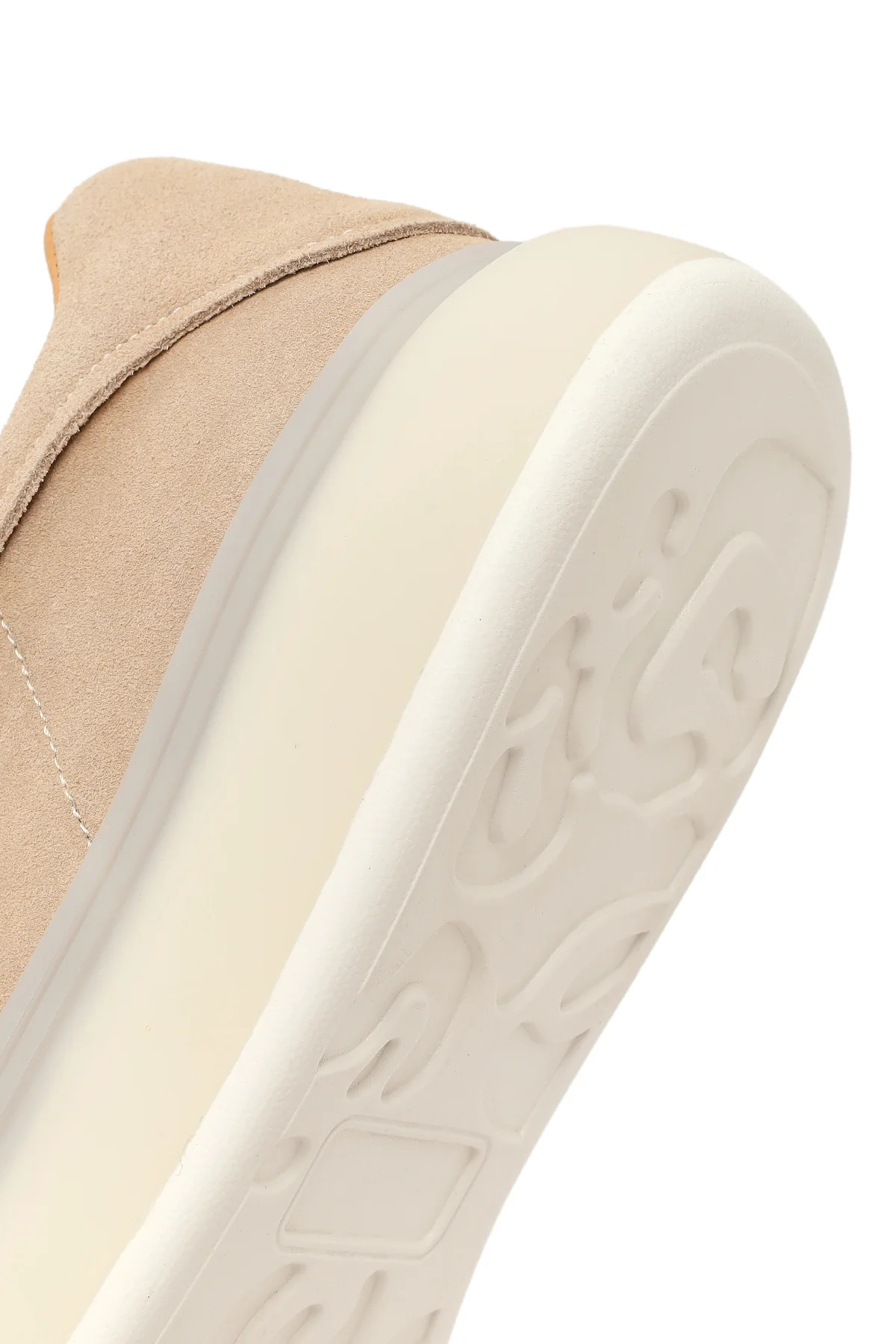 Erkek Bej Bağcıklı Kalın Tabanlı Süet Deri Sneaker - Image 8