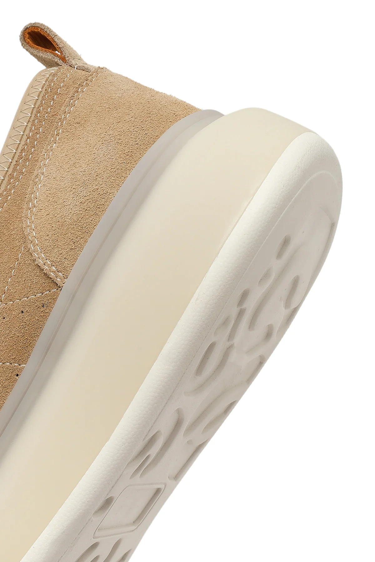 Erkek Bej Bağcıklı Kalın Tabanlı Süet Deri Sneaker - Image 8