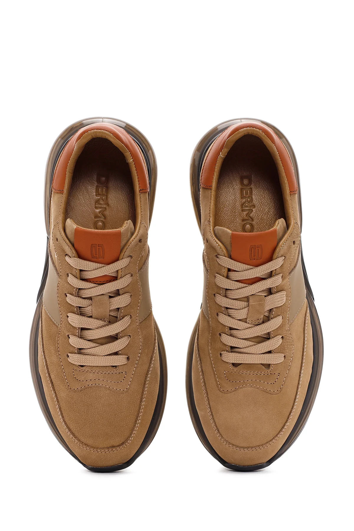 Erkek Bej Bağcıklı Nubuk Deri Casual Sneaker - Image 7