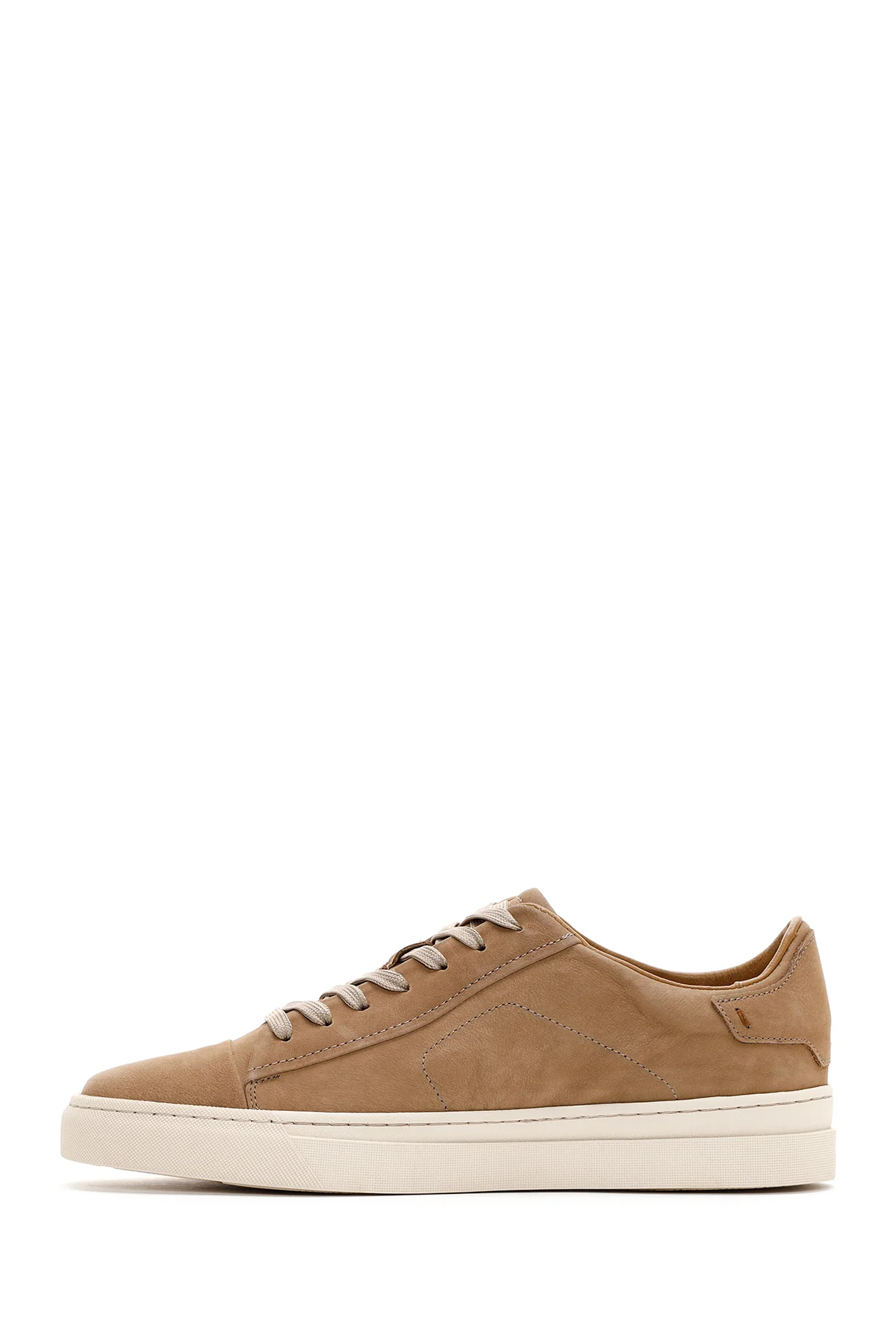 Erkek Bej Bağcıklı Nubuk Deri Sneaker - Image 2