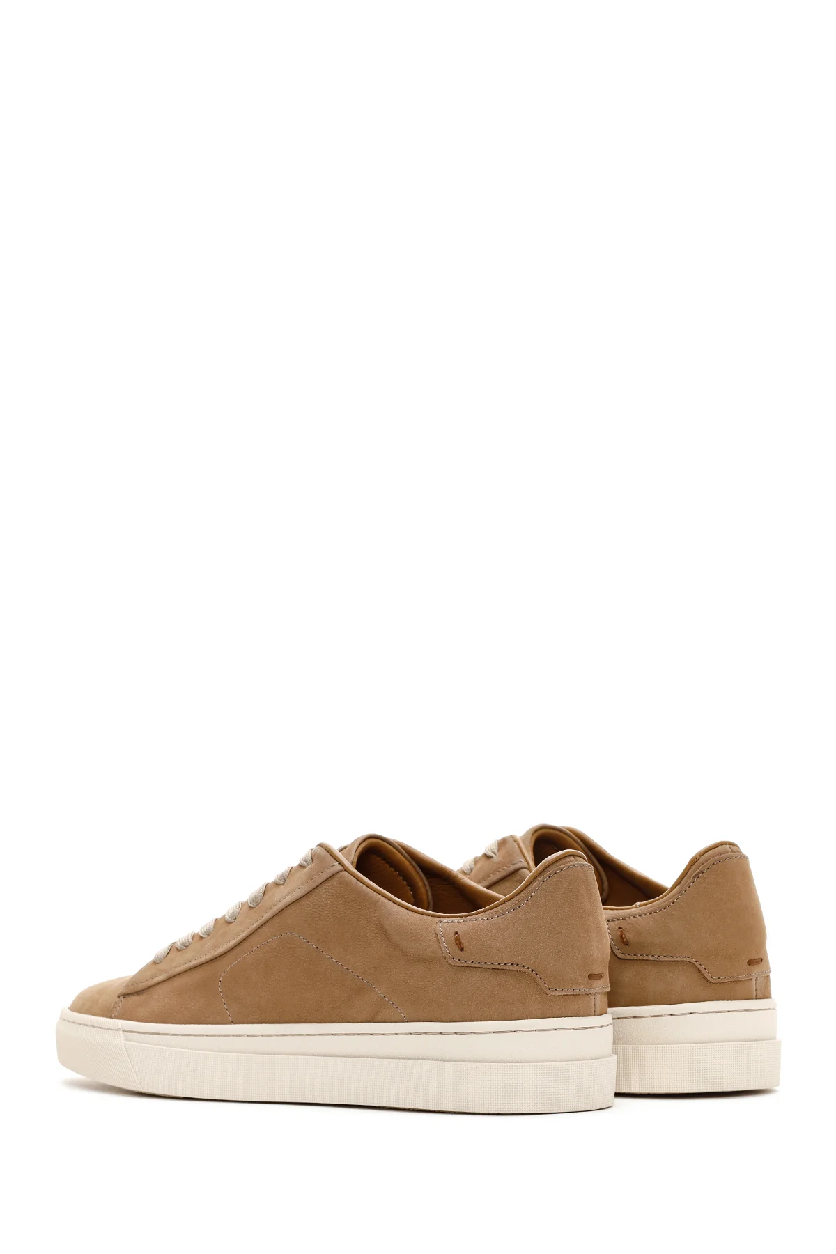 Erkek Bej Bağcıklı Nubuk Deri Sneaker - Image 5