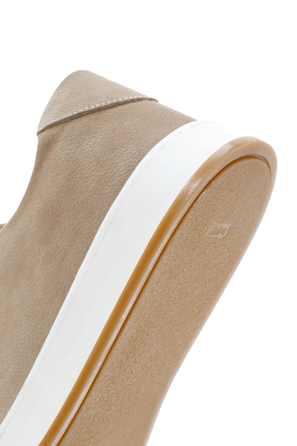 Erkek Bej Bağcıklı Nubuk Deri Sneaker - Image 7