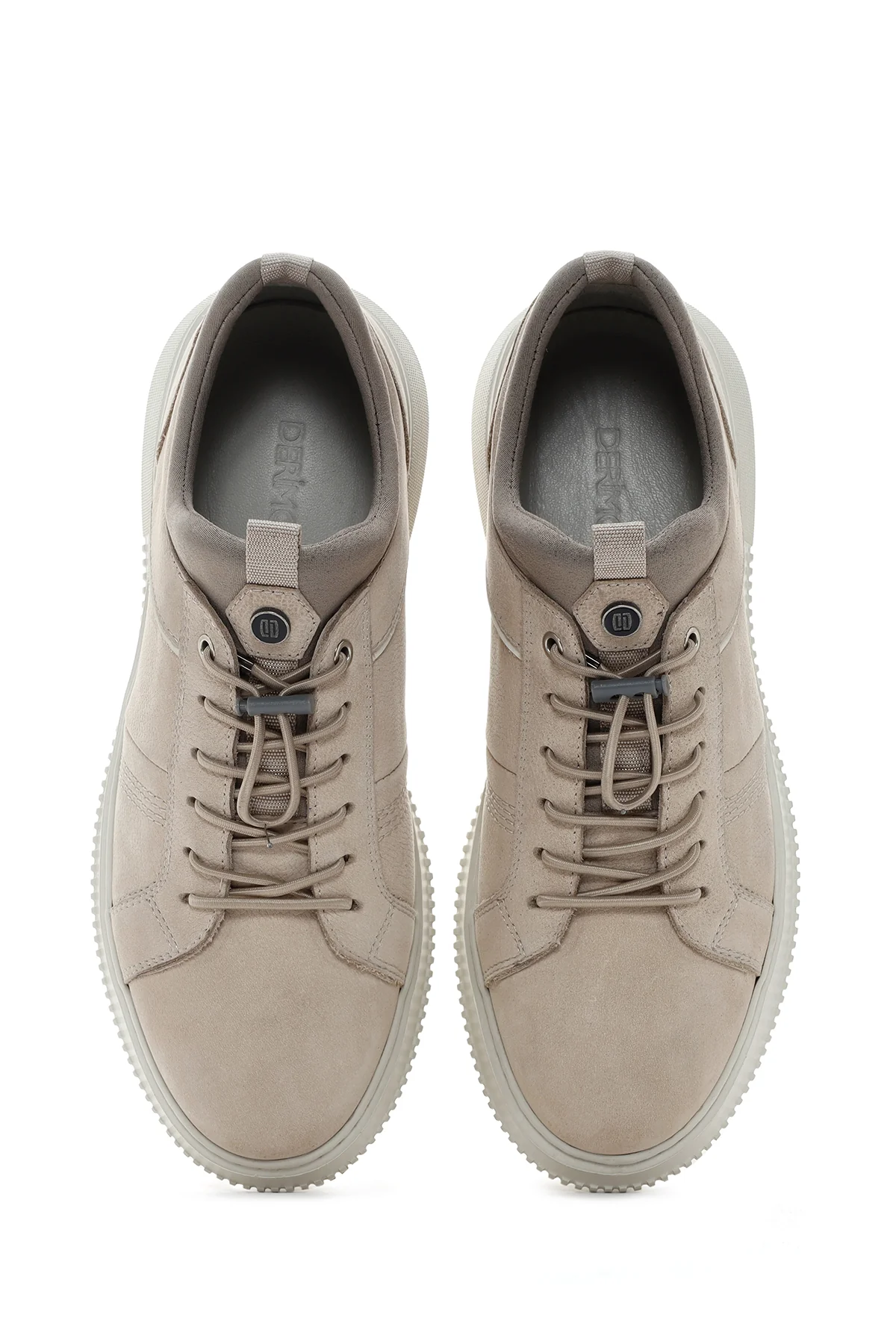 Erkek Bej Bağcıklı Nubuk Deri Sneaker - Image 6