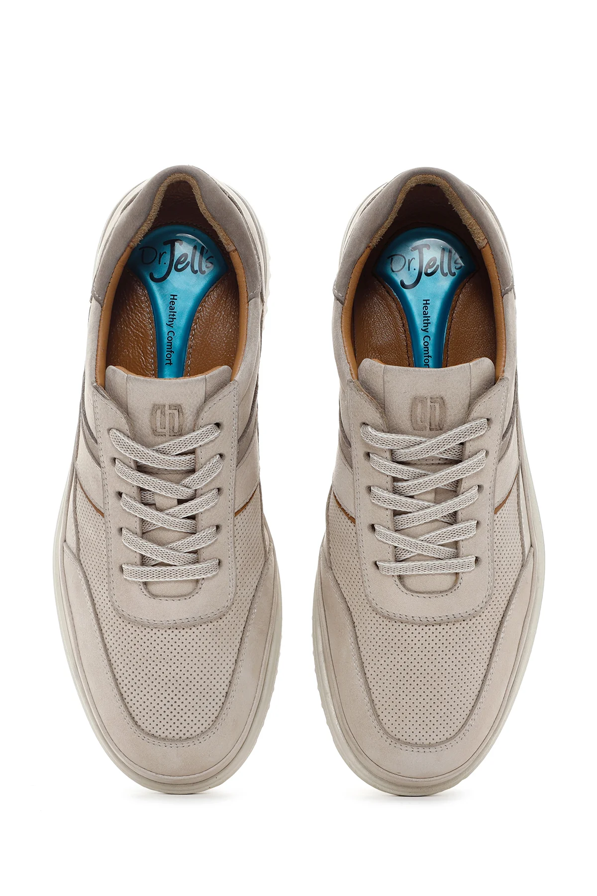 Erkek Bej Bağcıklı Nubuk Deri Sneaker - Image 6