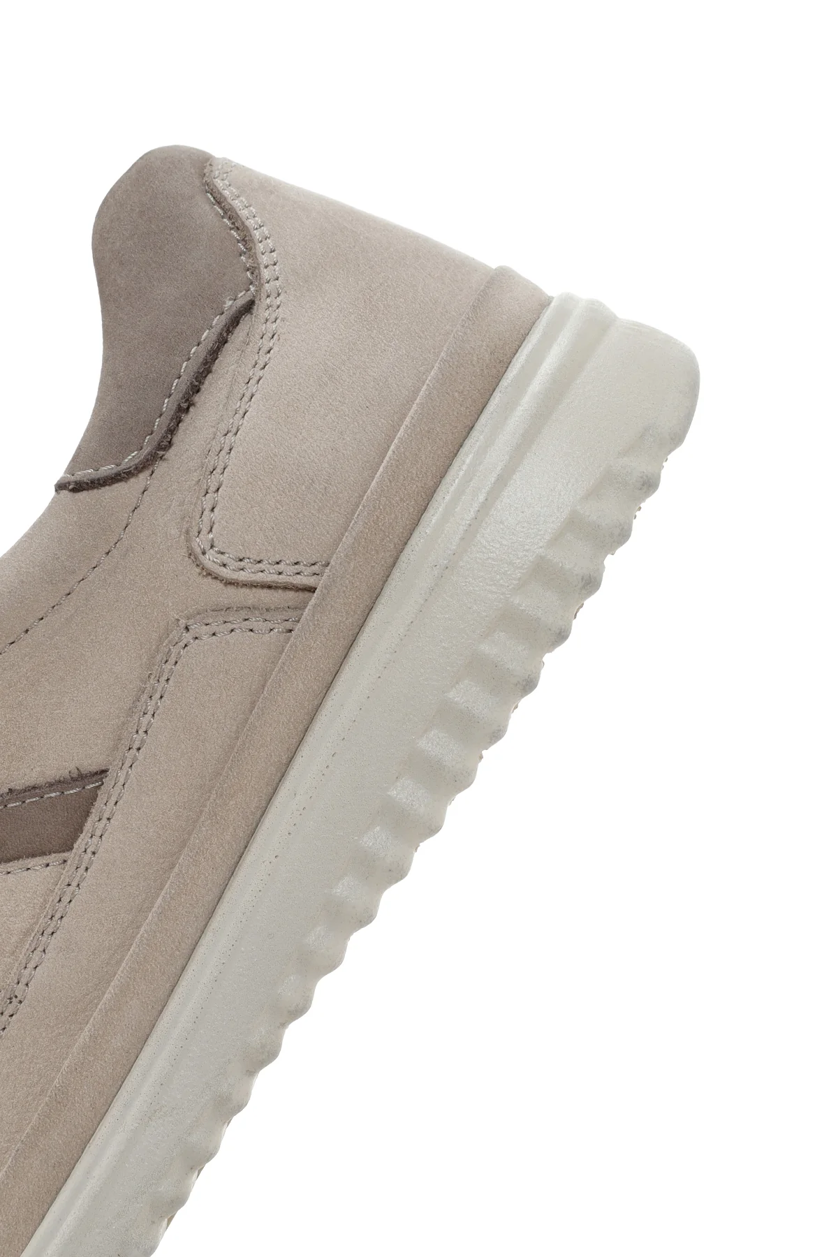 Erkek Bej Bağcıklı Nubuk Deri Sneaker - Image 7
