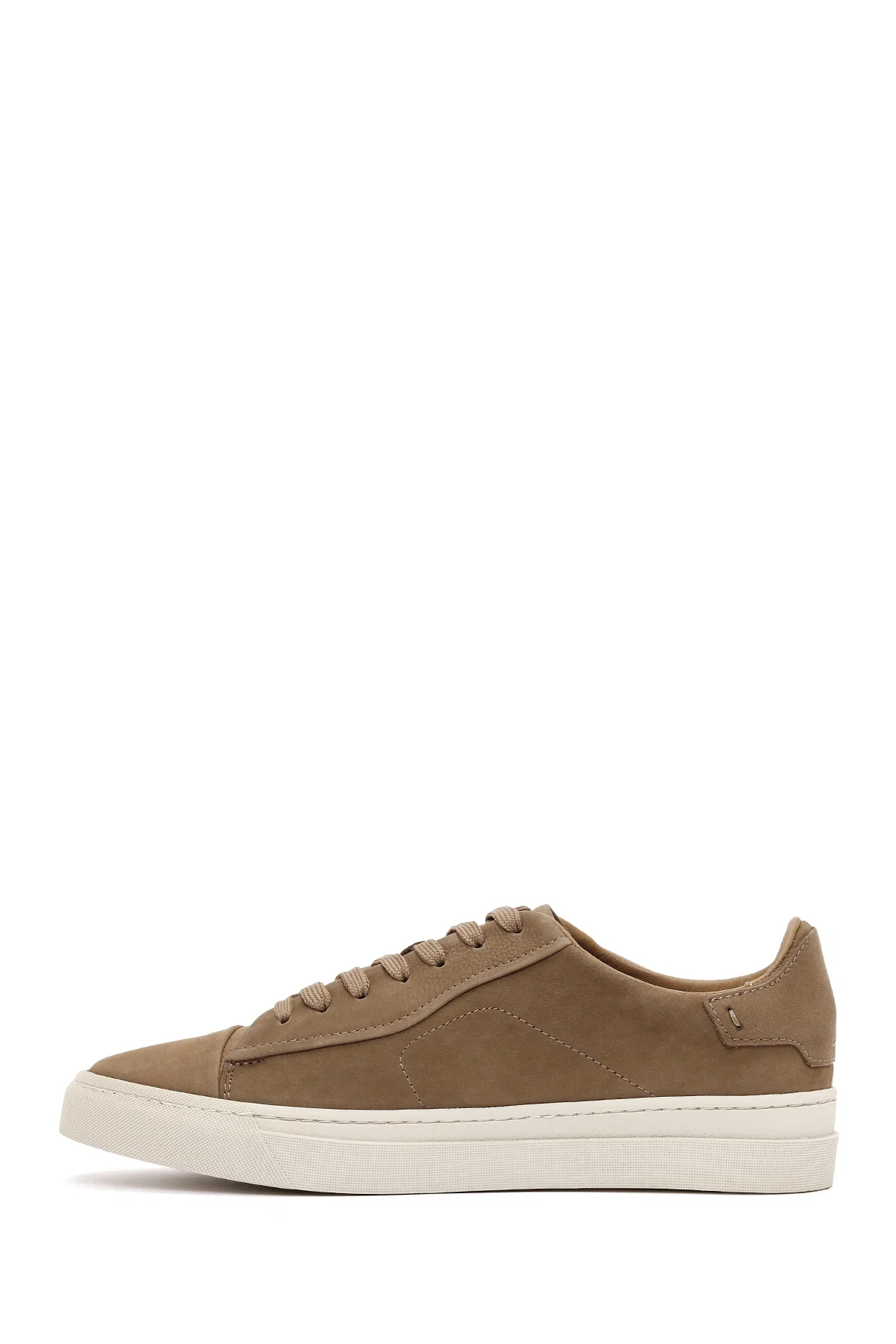 Erkek Bej Bağcıklı Nubuk Deri Sneaker - Image 2
