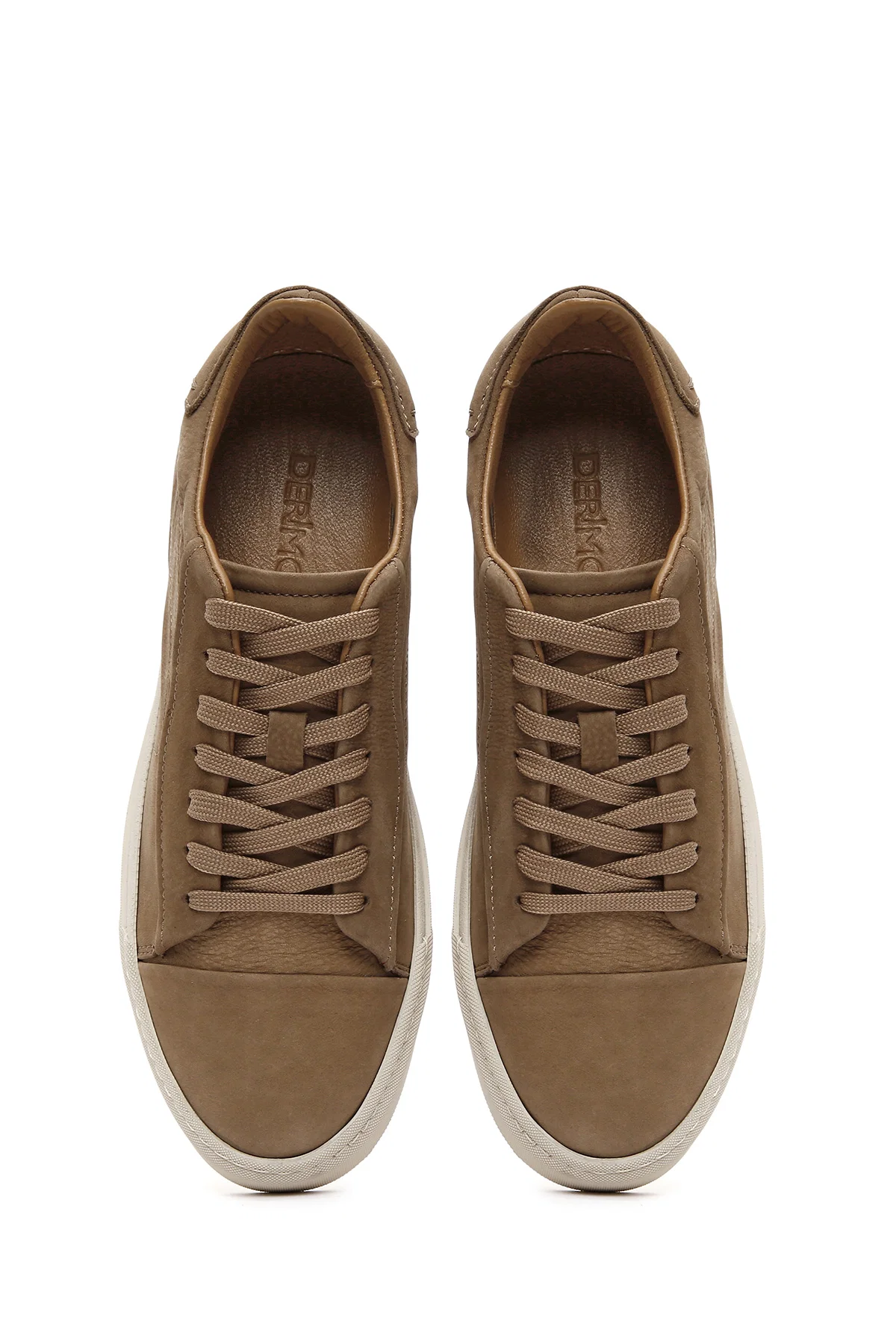 Erkek Bej Bağcıklı Nubuk Deri Sneaker - Image 7