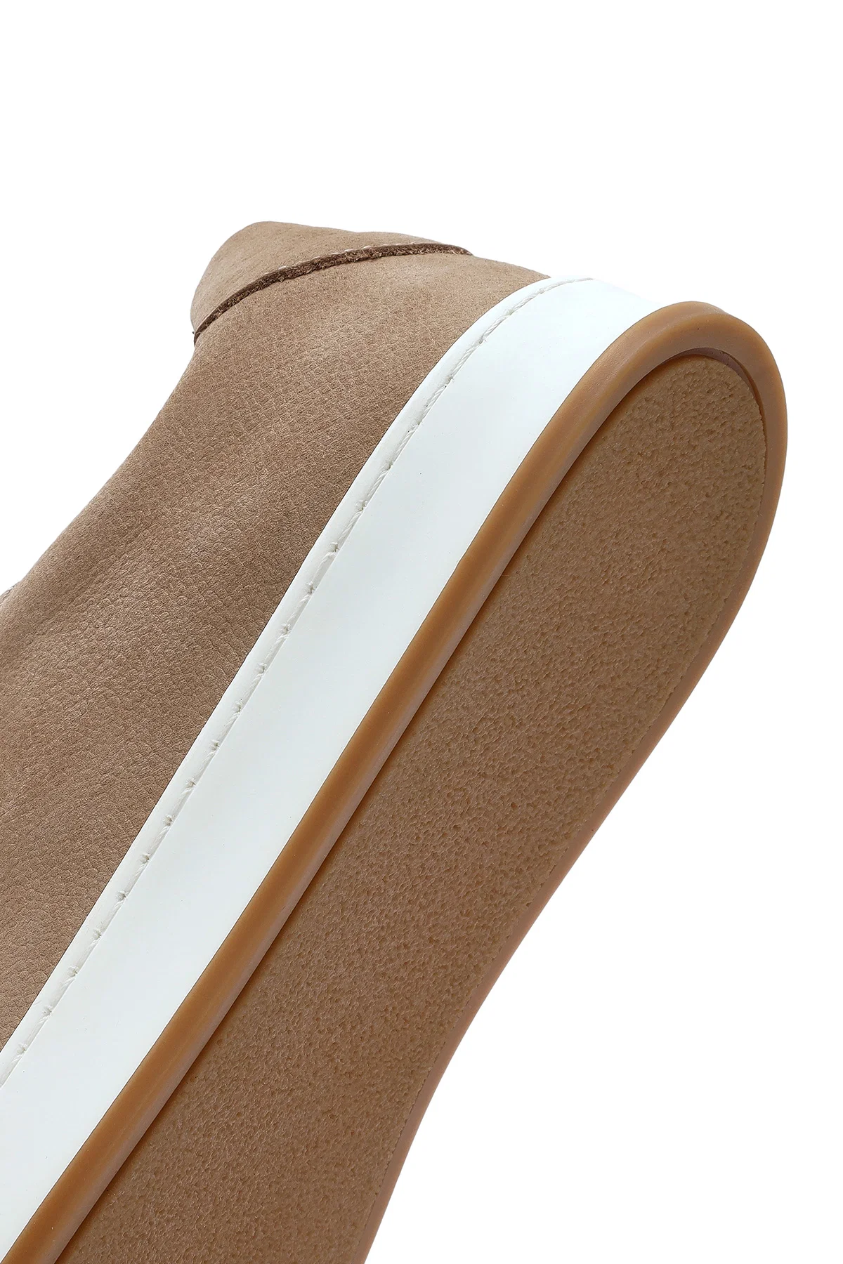 Erkek Bej Bağcıklı Nubuk Deri Sneaker - Image 9
