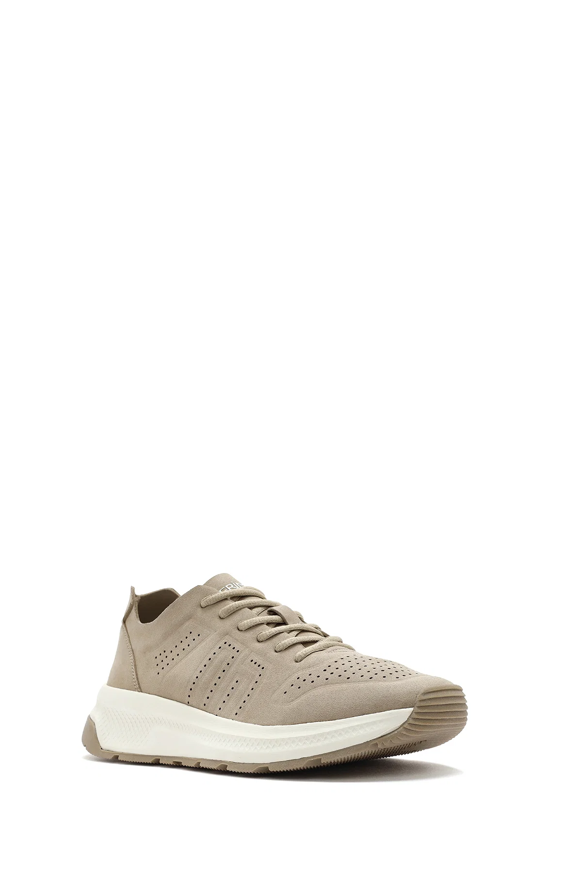 Erkek Bej Bağcıklı Nubuk Deri Sneaker - Image 6