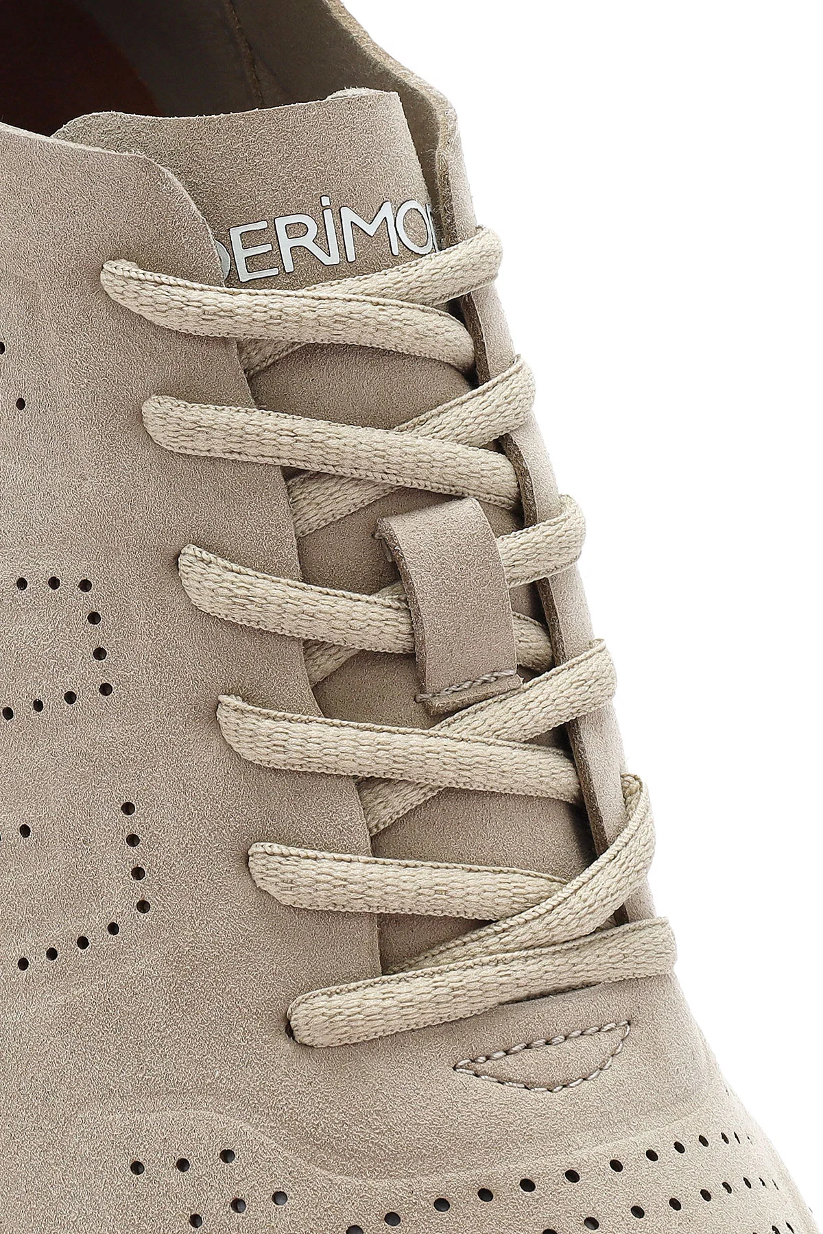 Erkek Bej Bağcıklı Nubuk Deri Sneaker - Image 9