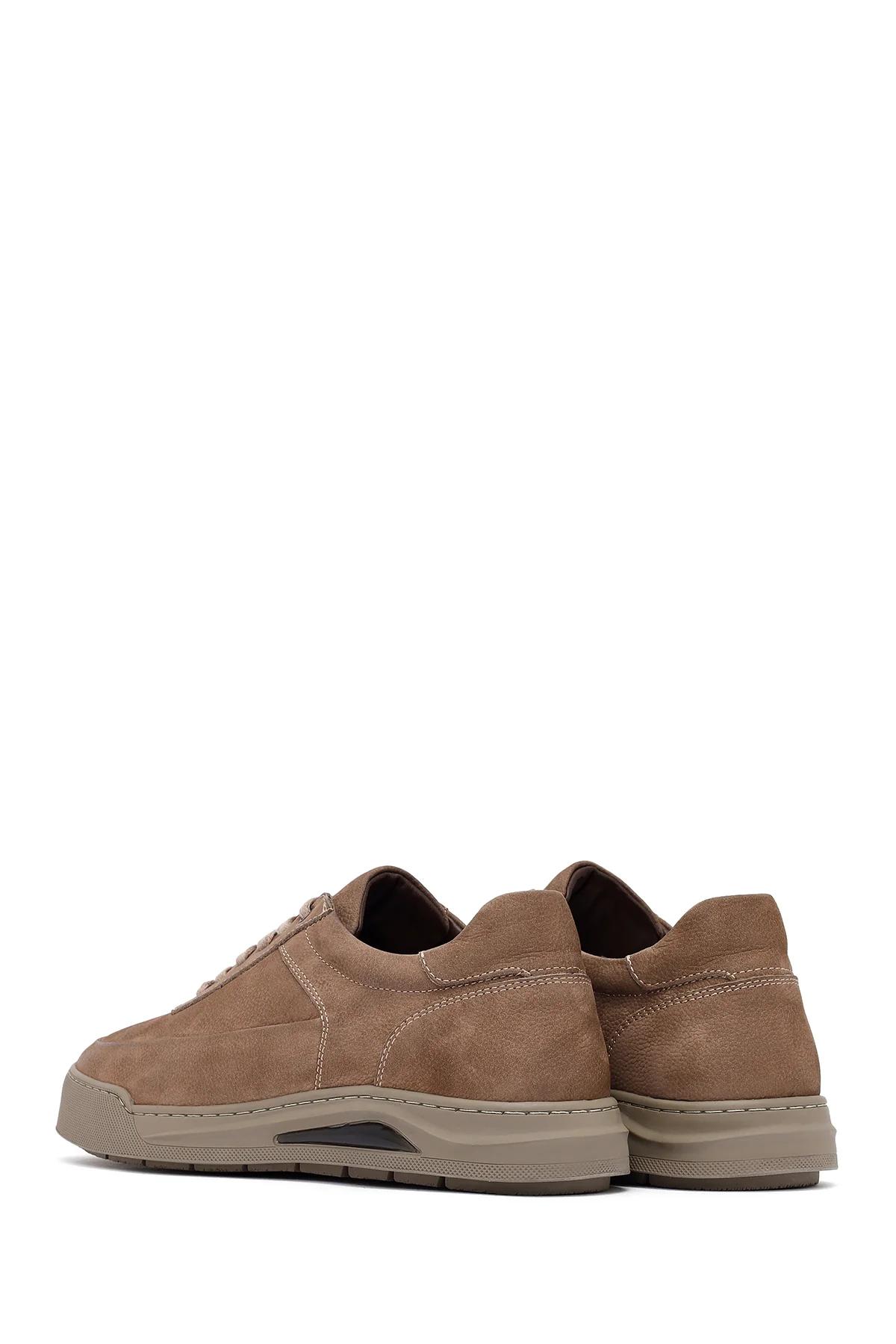 Erkek Bej Bağcıklı Nubuk Deri Sneaker - Image 5
