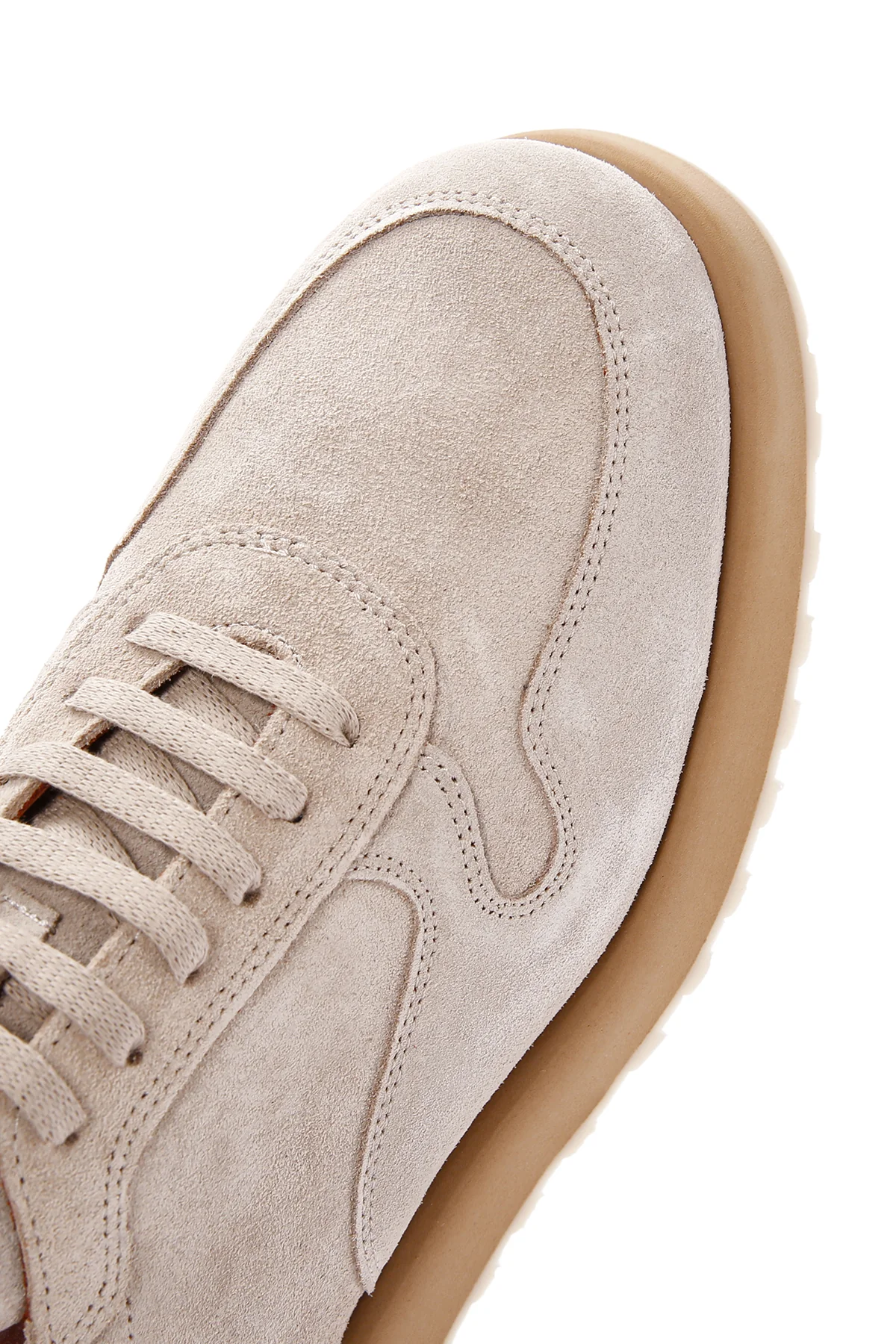 Erkek Bej Bağcıklı Süet Deri Casual Sneaker - Image 11