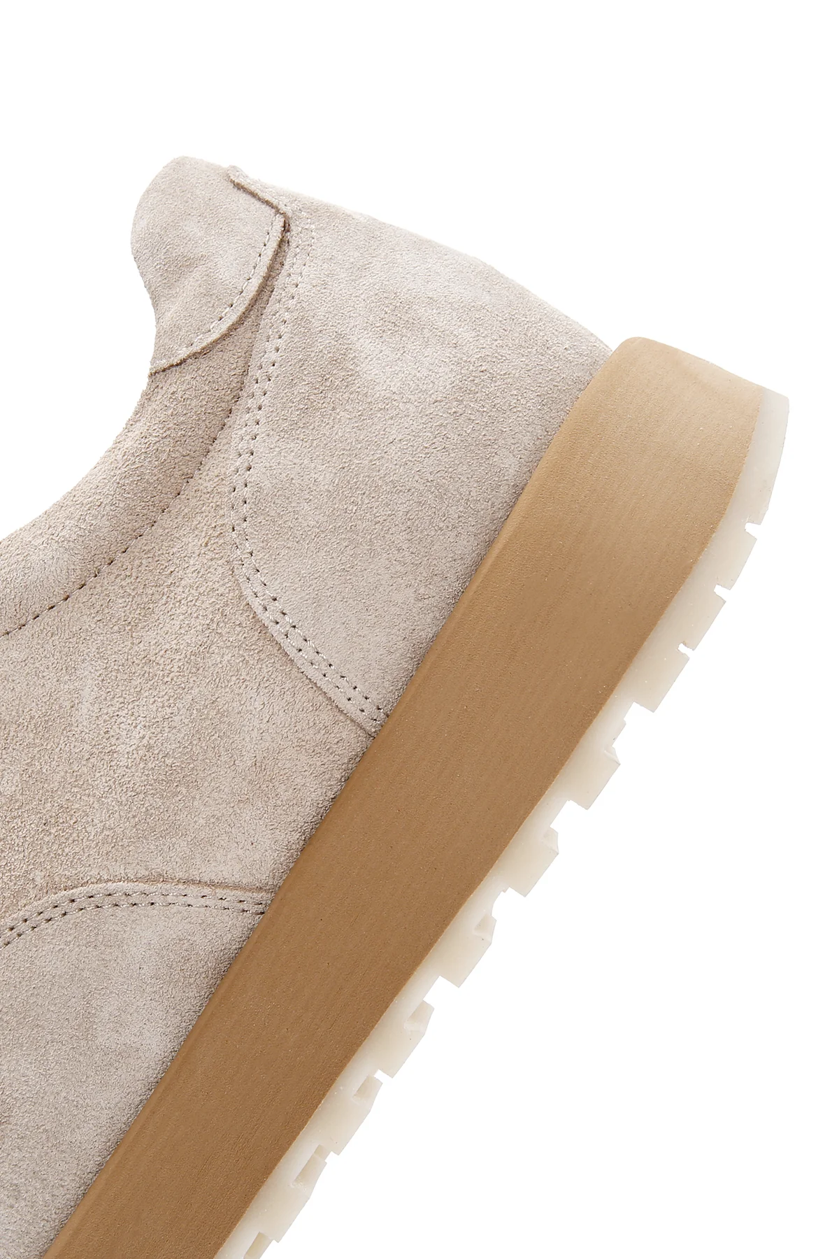 Erkek Bej Bağcıklı Süet Deri Casual Sneaker - Image 9