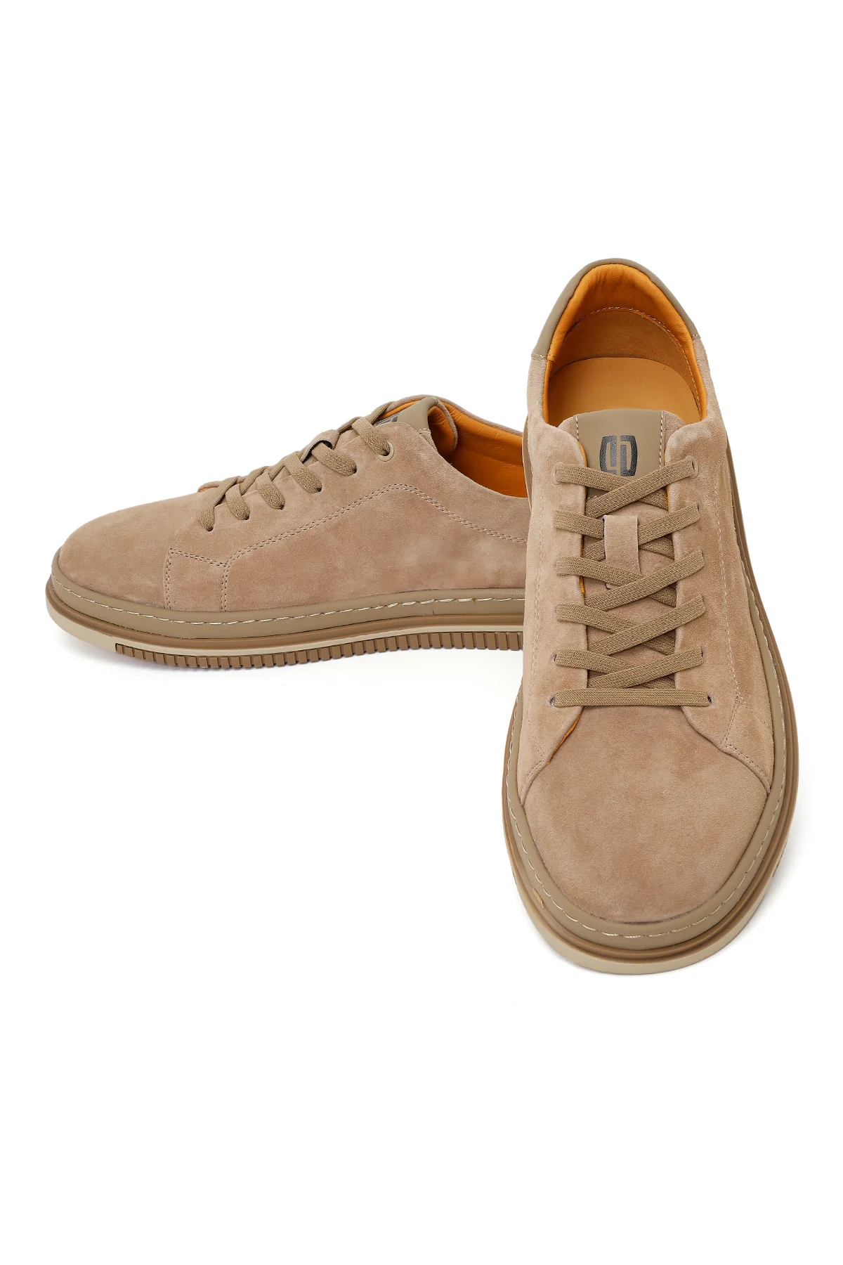 Erkek Bej Bağcıklı Süet Deri Loafer - Image 10