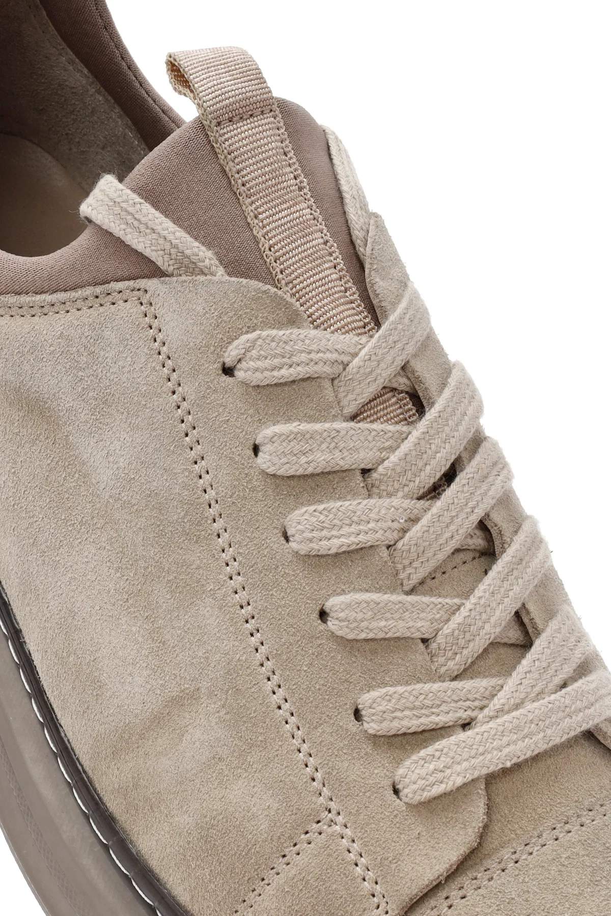Erkek Bej Bağcıklı Süet Deri Sneaker - Image 9