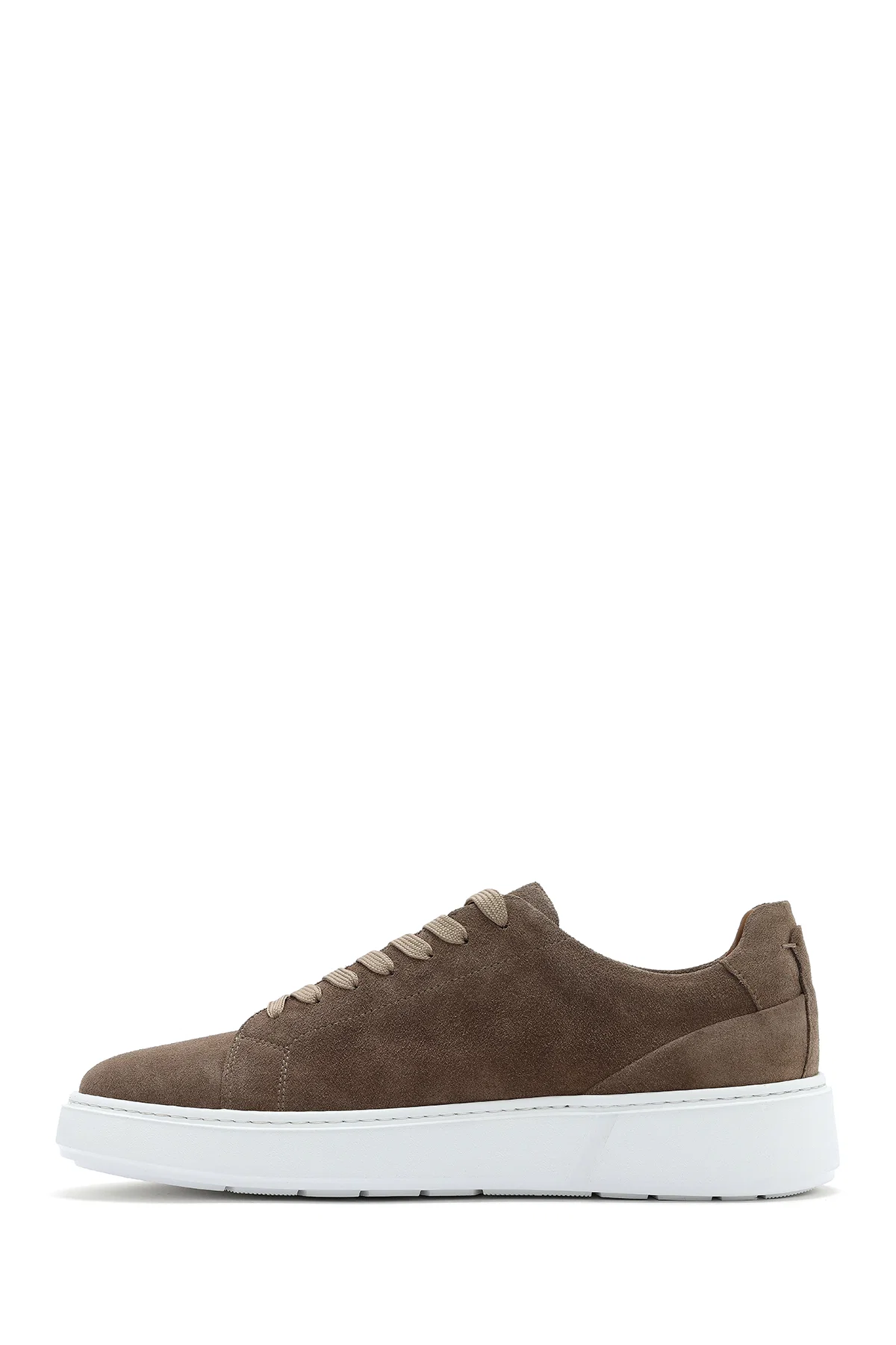 Erkek Bej Bağcıklı Süet Deri Sneaker - Image 2