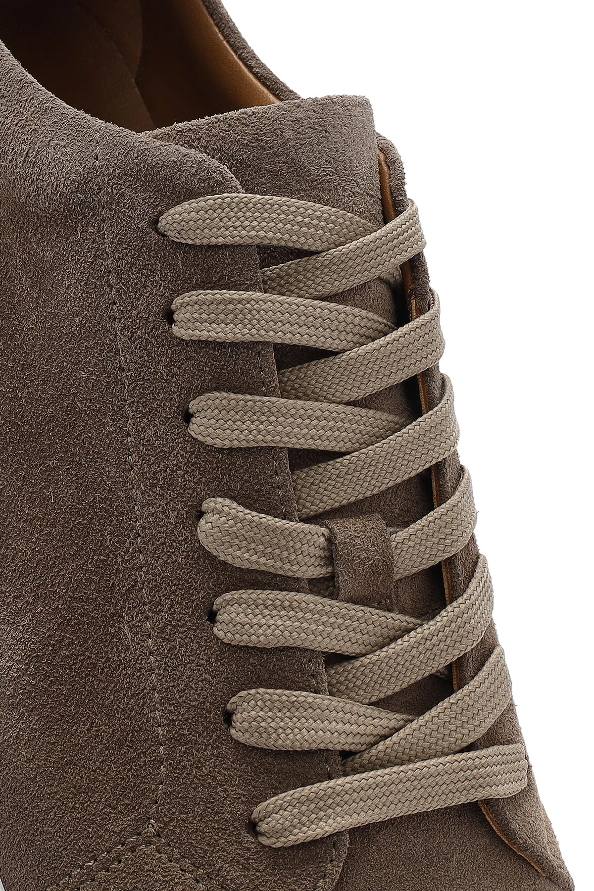 Erkek Bej Bağcıklı Süet Deri Sneaker - Image 9