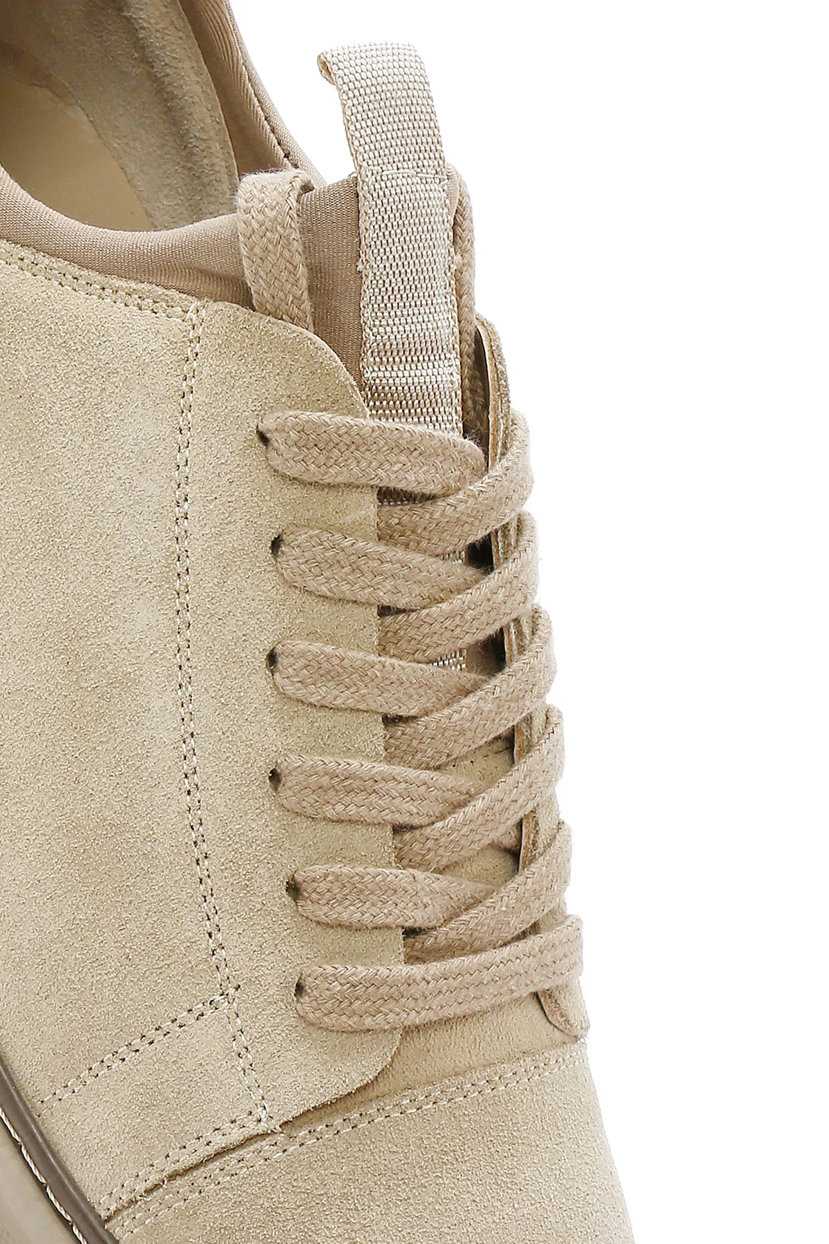 Erkek Bej Bağcıklı Süet Deri Sneaker - Image 8