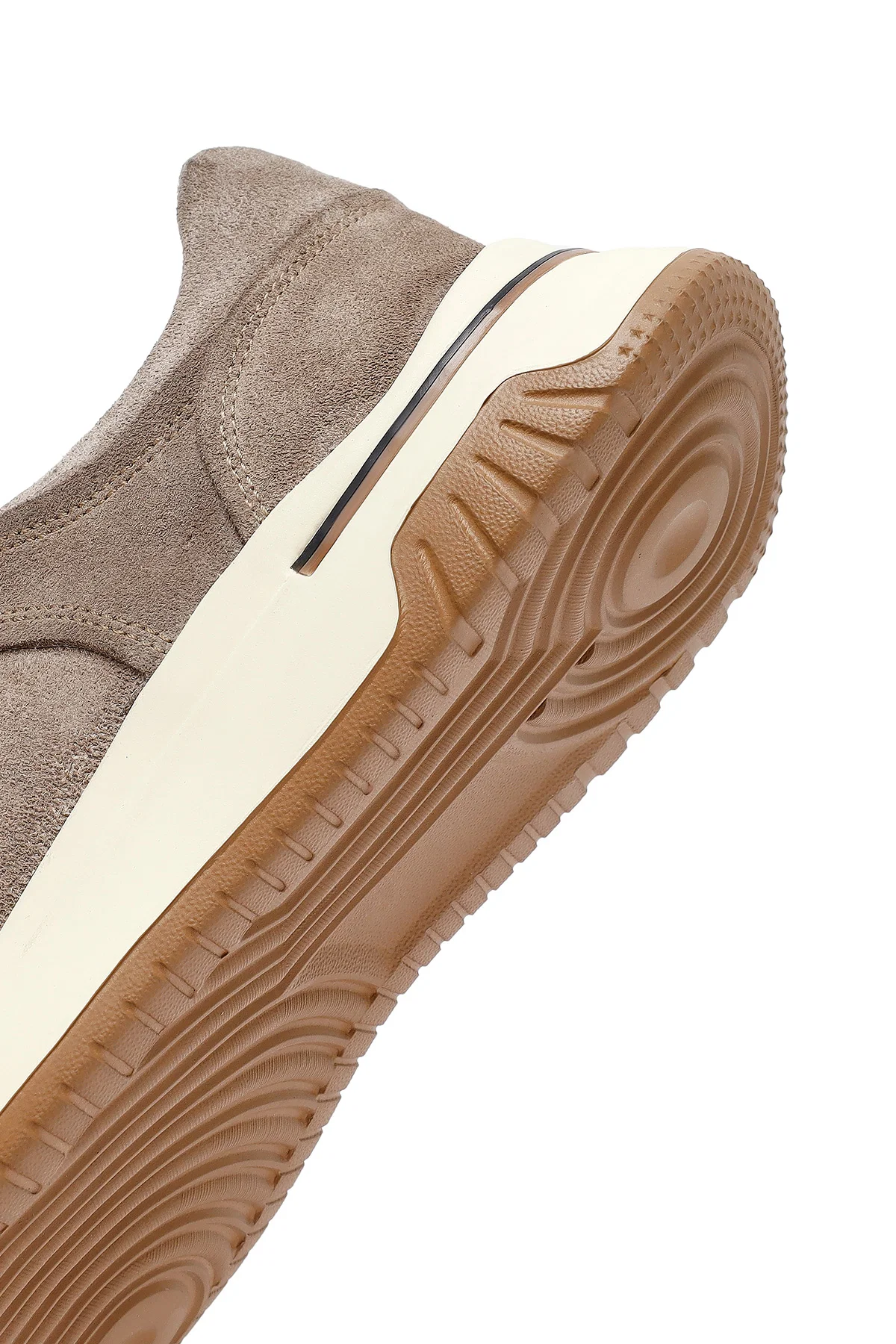 Erkek Bej Bağcıklı Süet Deri Sneaker - Image 8