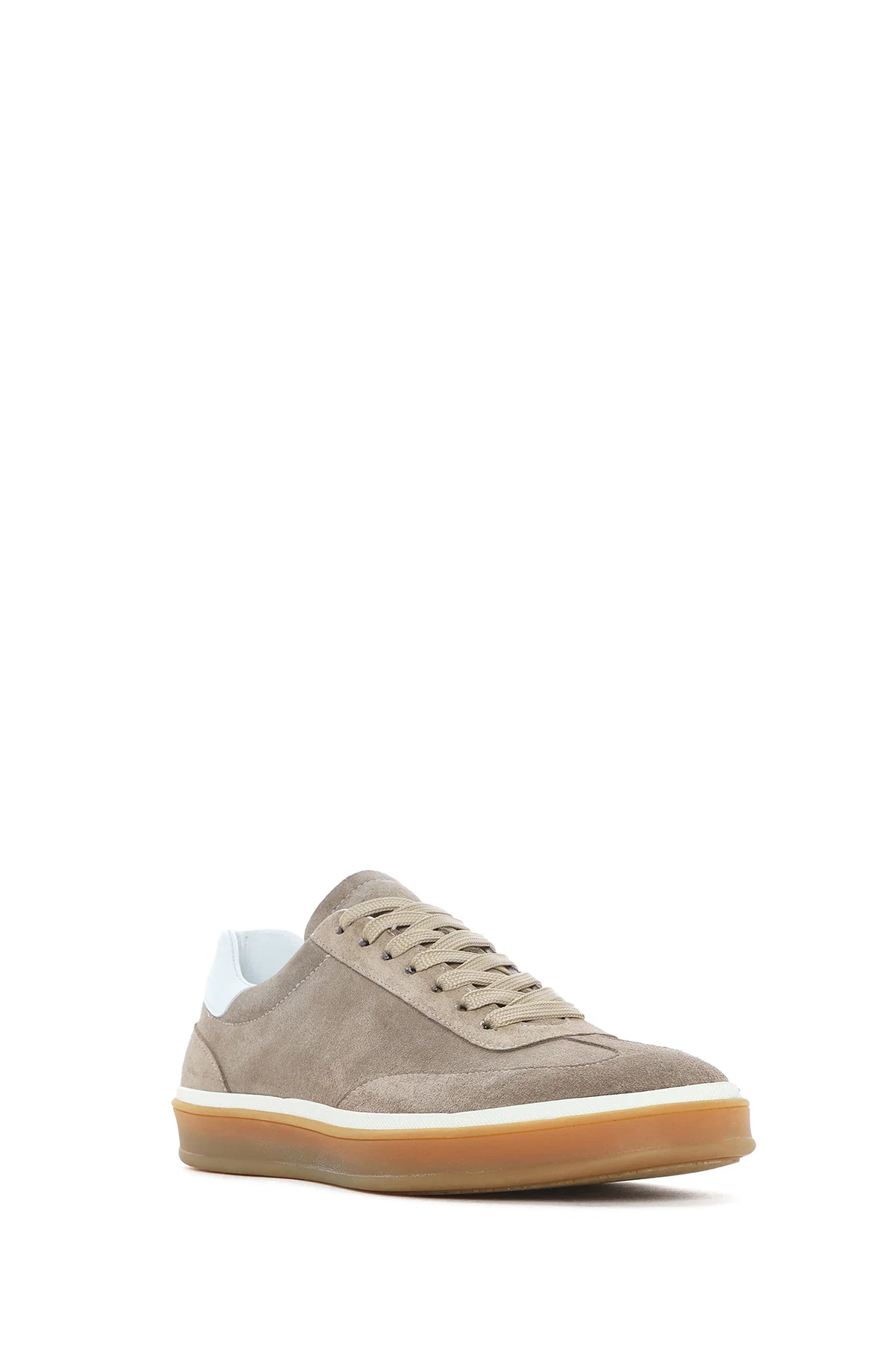 Erkek Bej Bağcıklı Süet Deri Sneaker - Image 6