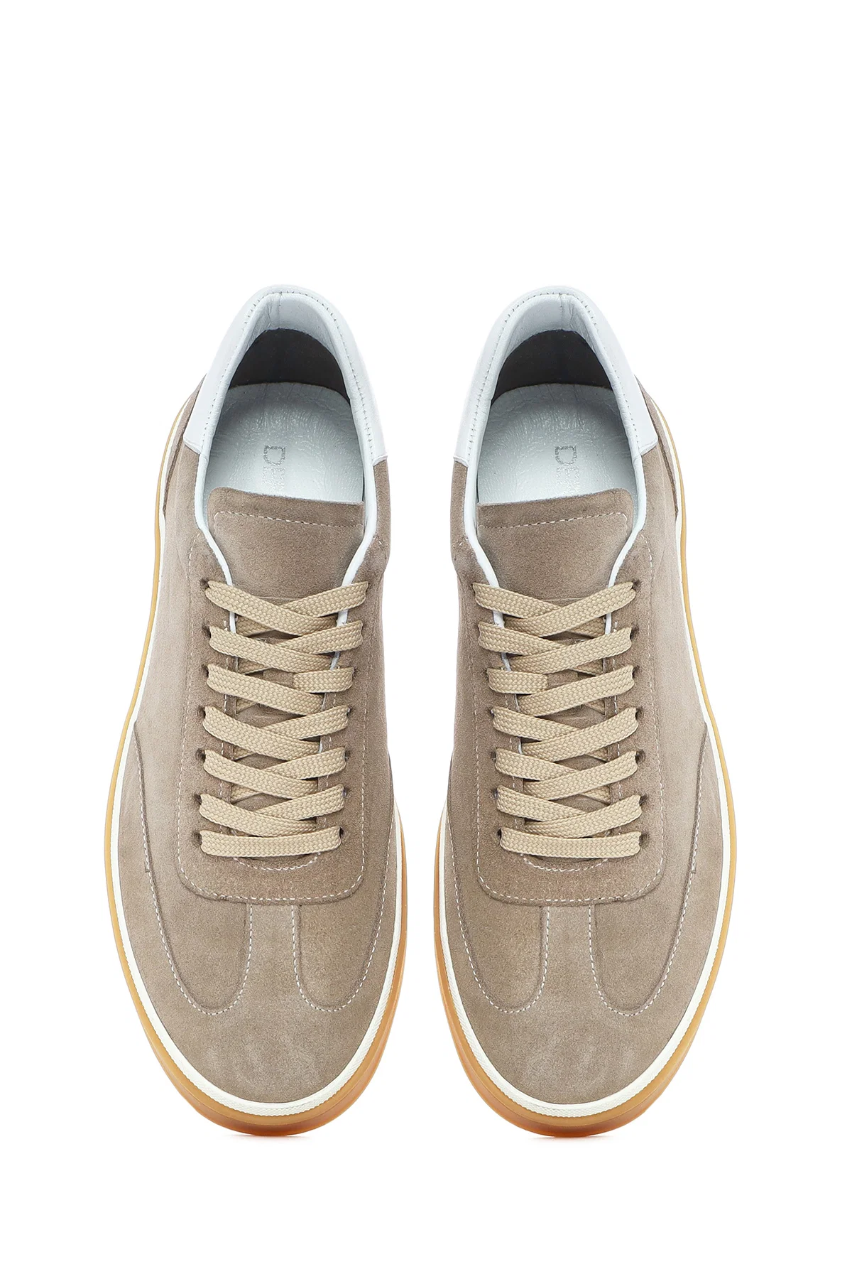 Erkek Bej Bağcıklı Süet Deri Sneaker - Image 7