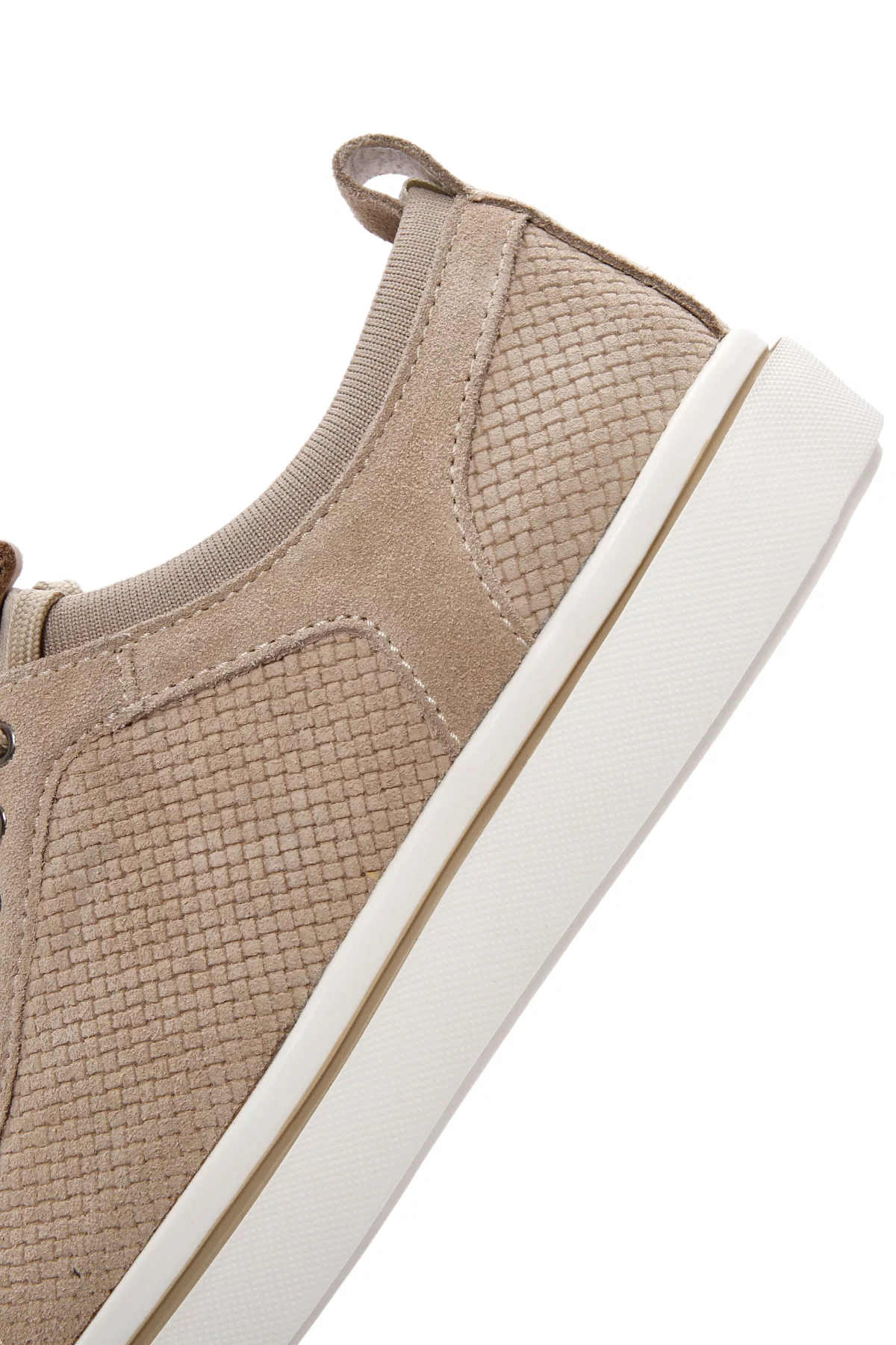 Erkek Bej Bağcıklı Süet Deri Sneaker - Image 8