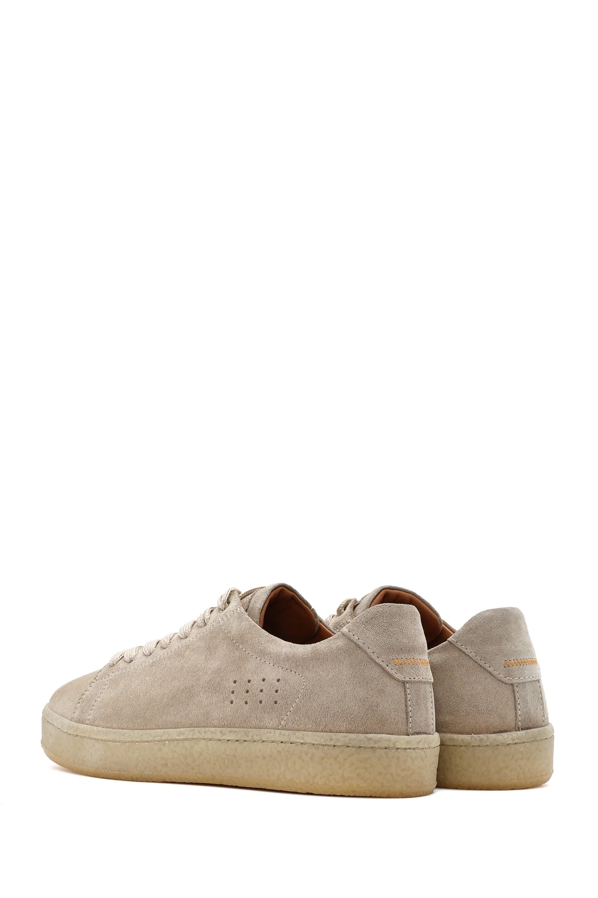 Erkek Bej Bağcıklı Süet Deri Sneaker - Image 5